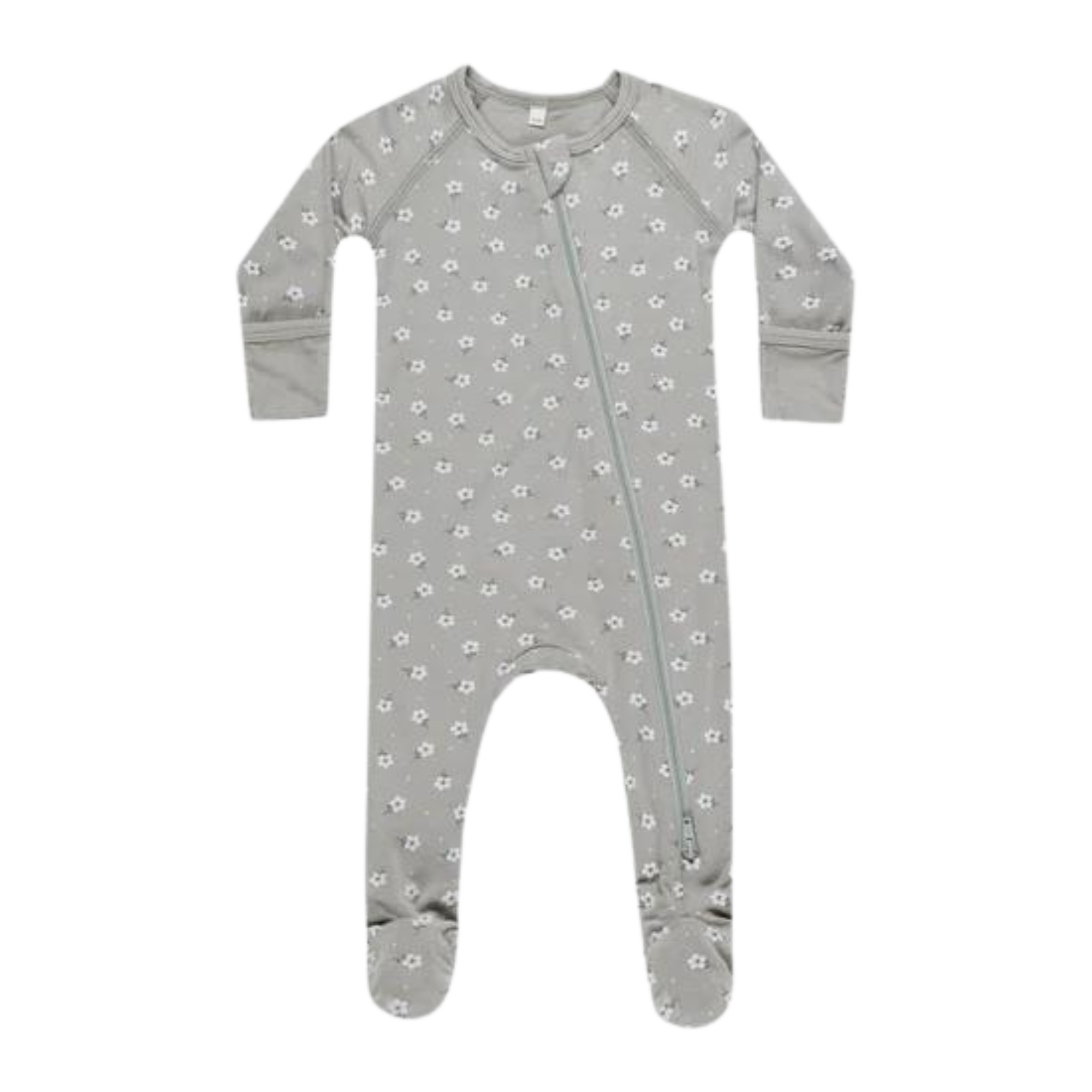 QUINCY MAE Chaussons en bambou avec fermeture éclair - Bleu à pois