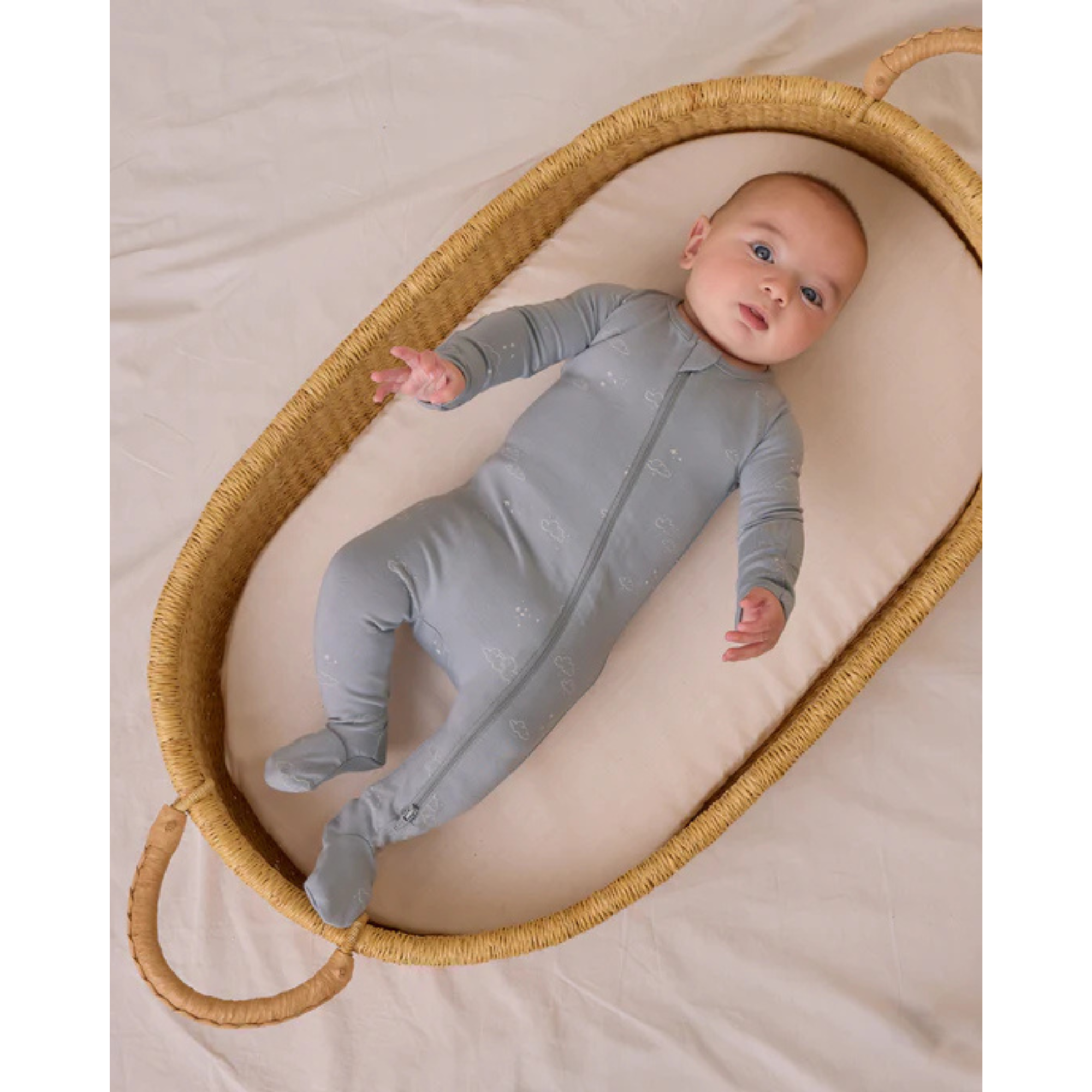 QUINCY MAE Chaussons en bambou avec fermeture éclair - Nuages