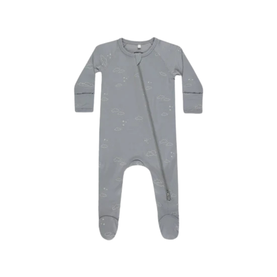 QUINCY MAE Bamboo Zip Footie - Clouds