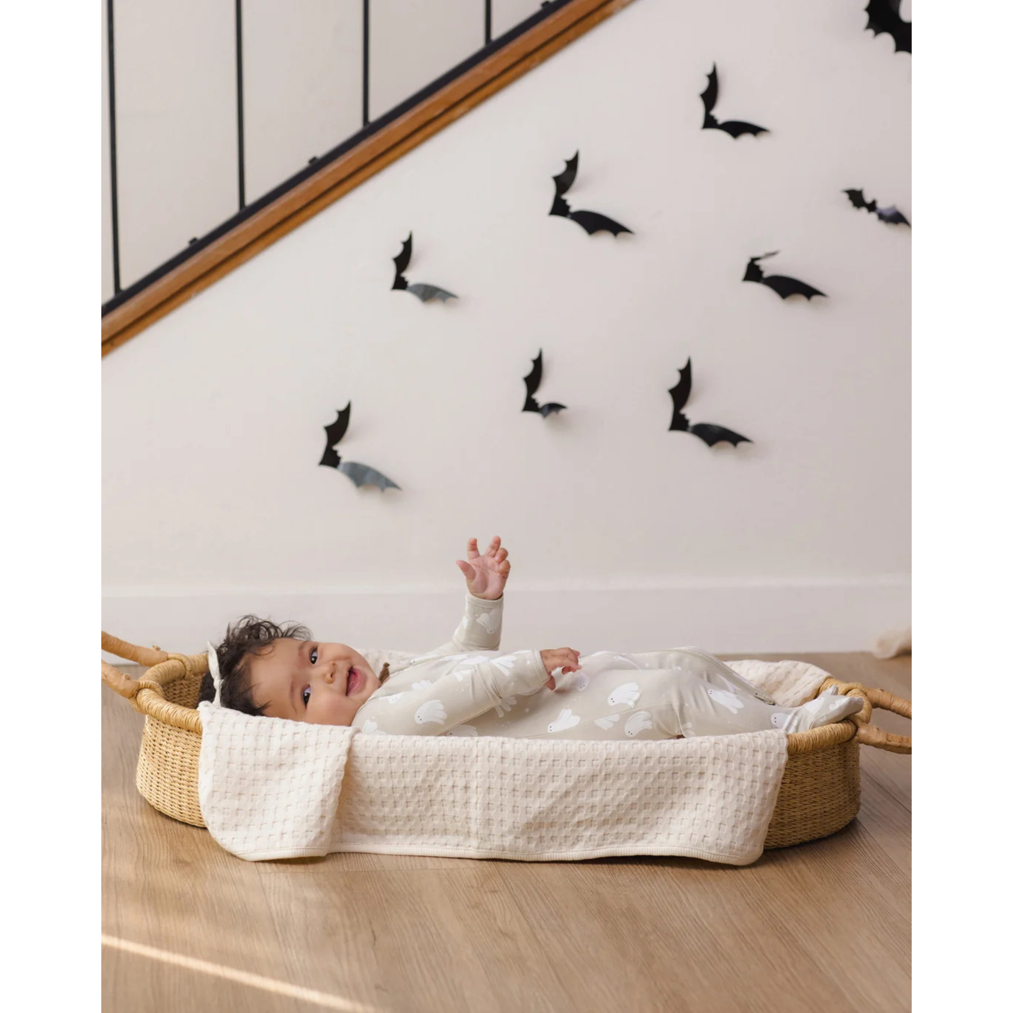 QUINCY MAE Bamboo Zip Footie - Dancing Ghosts