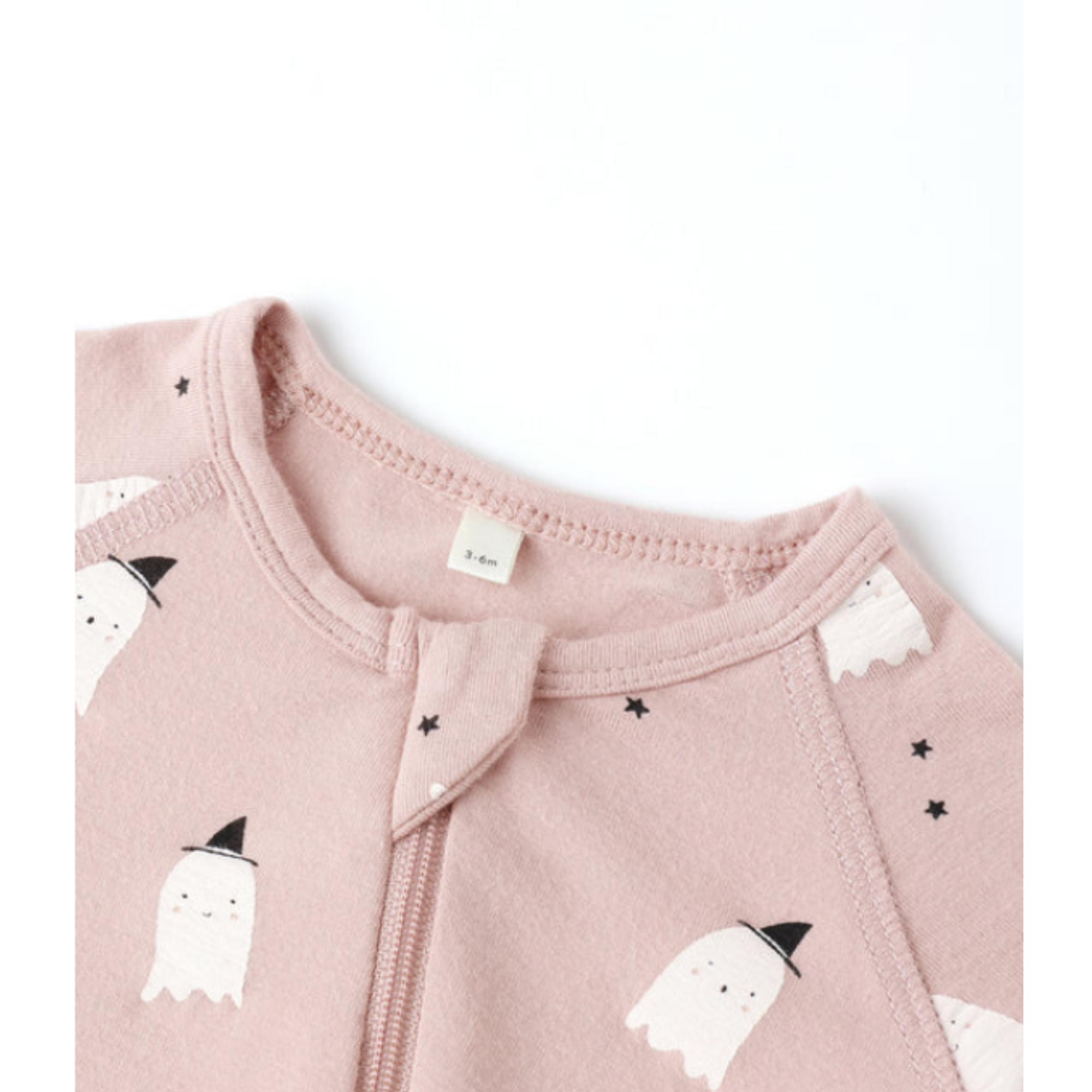 QUINCY MAE Chaussons en bambou avec fermeture éclair - Fantômes roses