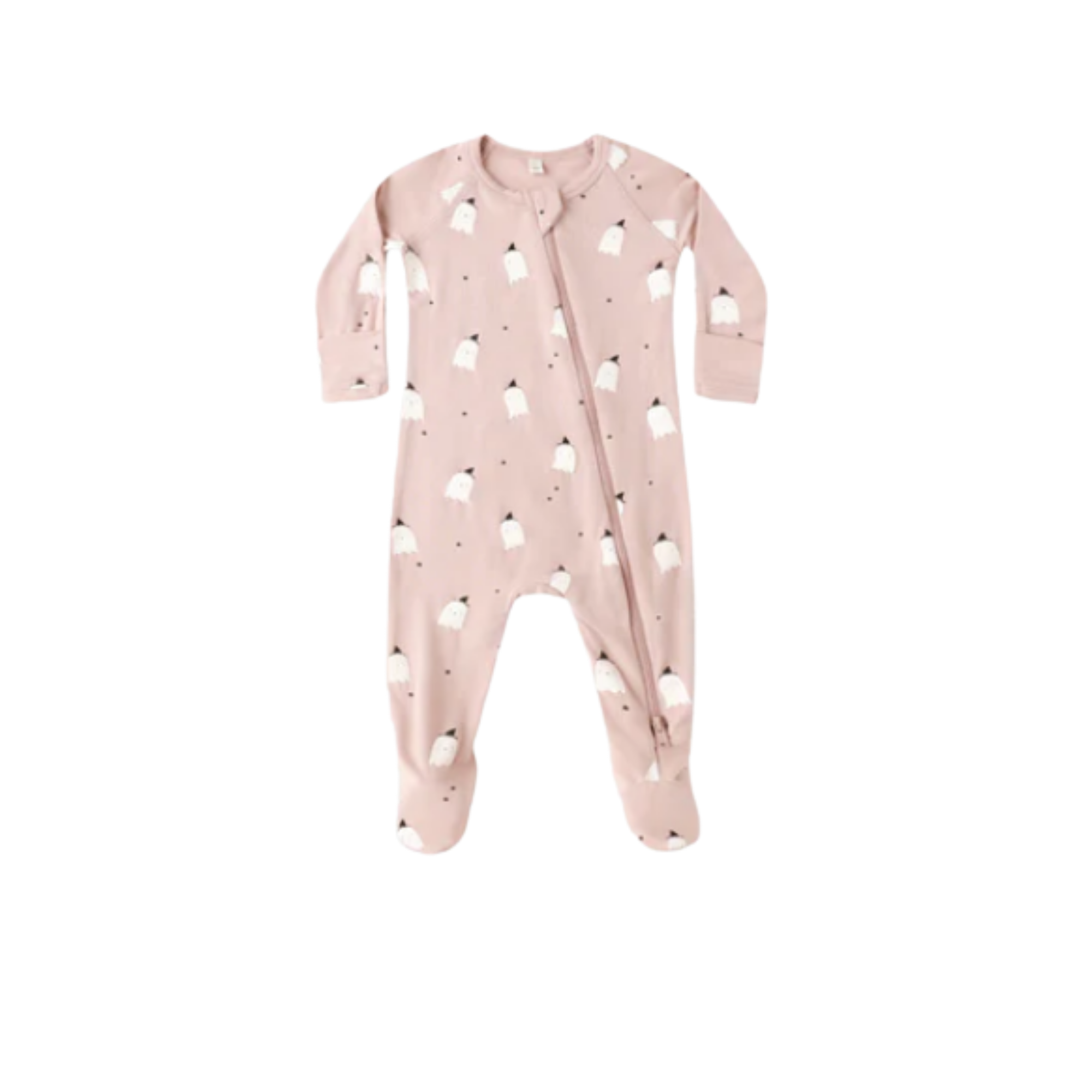 QUINCY MAE Chaussons en bambou avec fermeture éclair - Fantômes roses