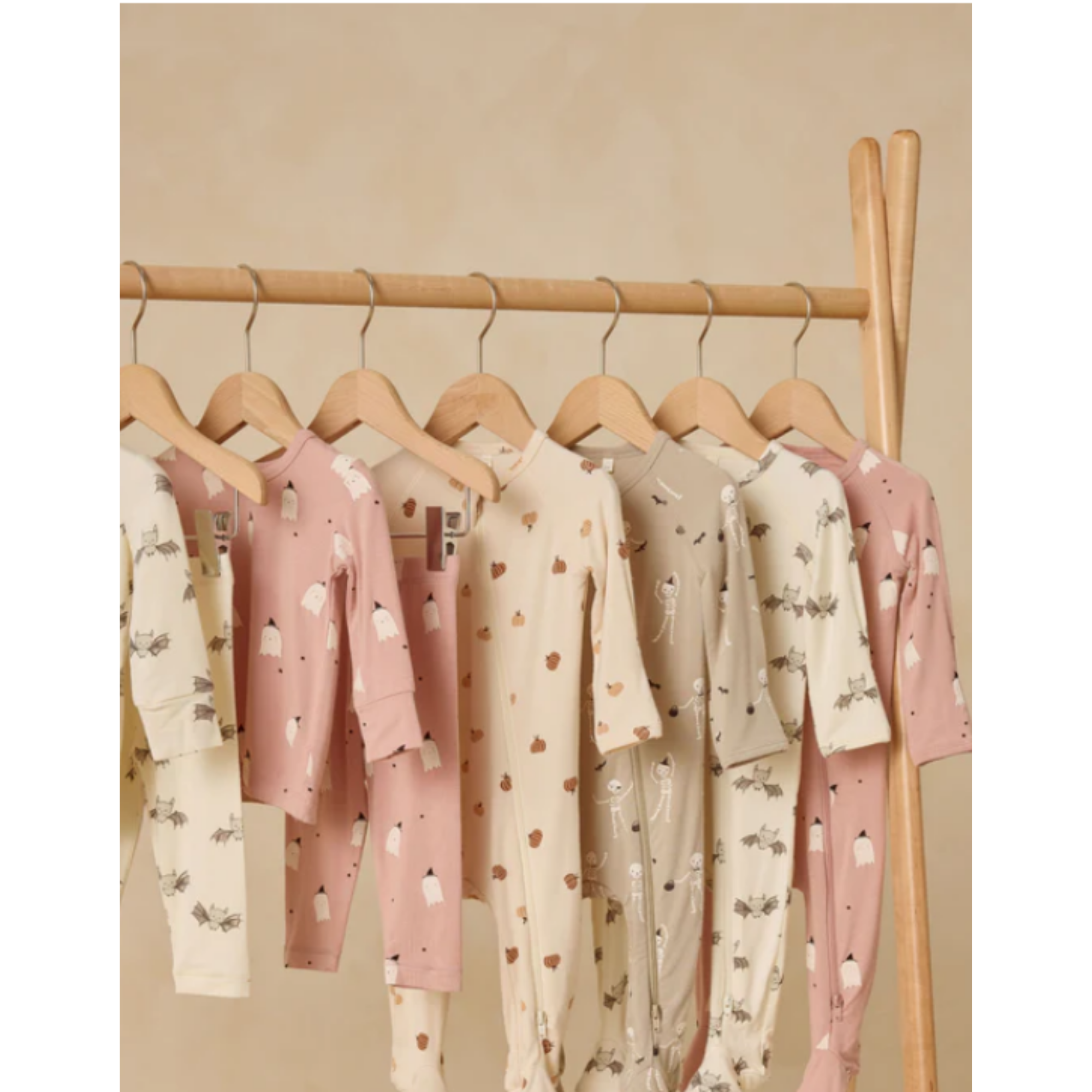 QUINCY MAE Chaussons en bambou avec fermeture éclair - Fantômes roses