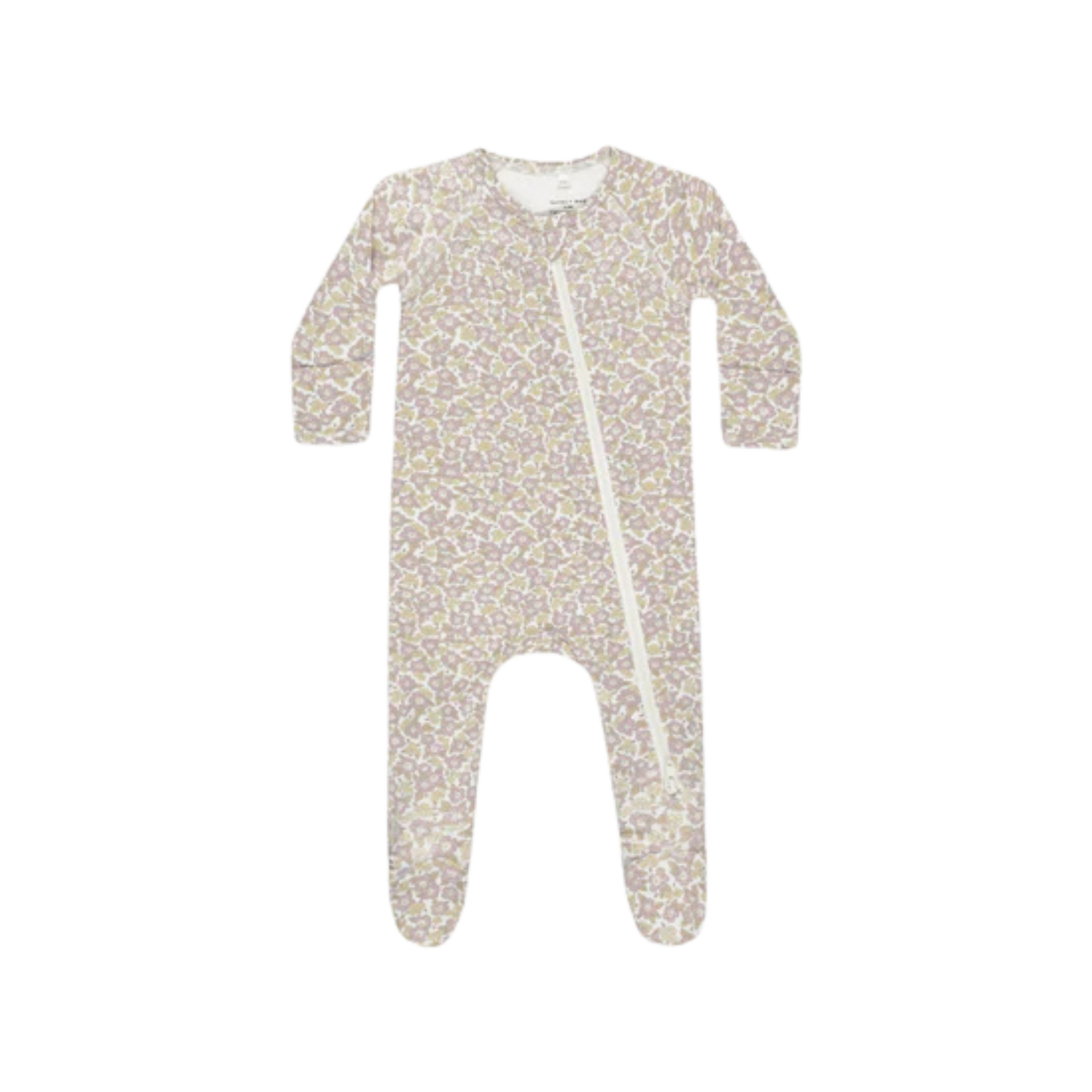 QUINCY MAE Chaussons en bambou avec fermeture éclair - Motif floral violet