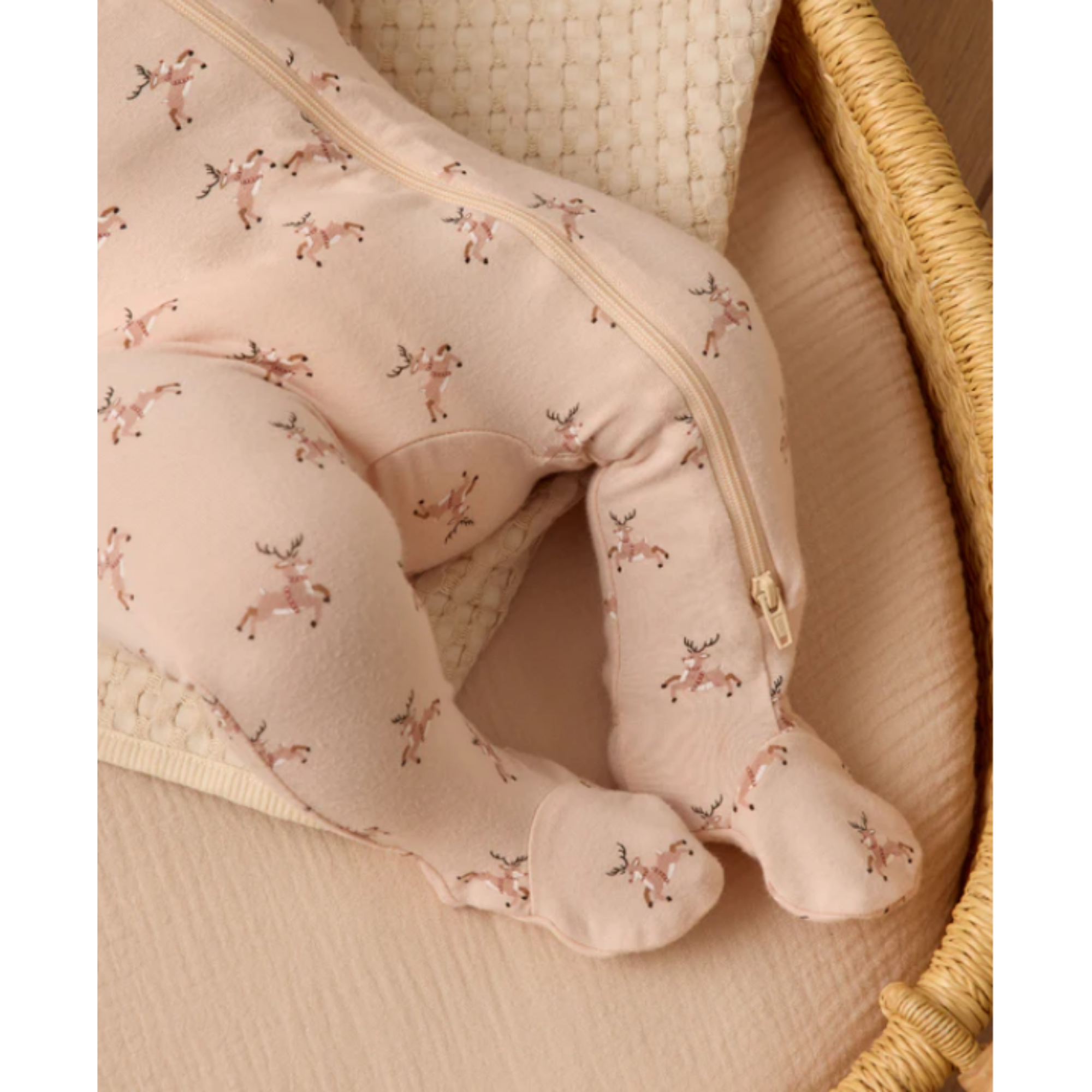 QUINCY MAE Chaussons en bambou avec fermeture éclair - Renne