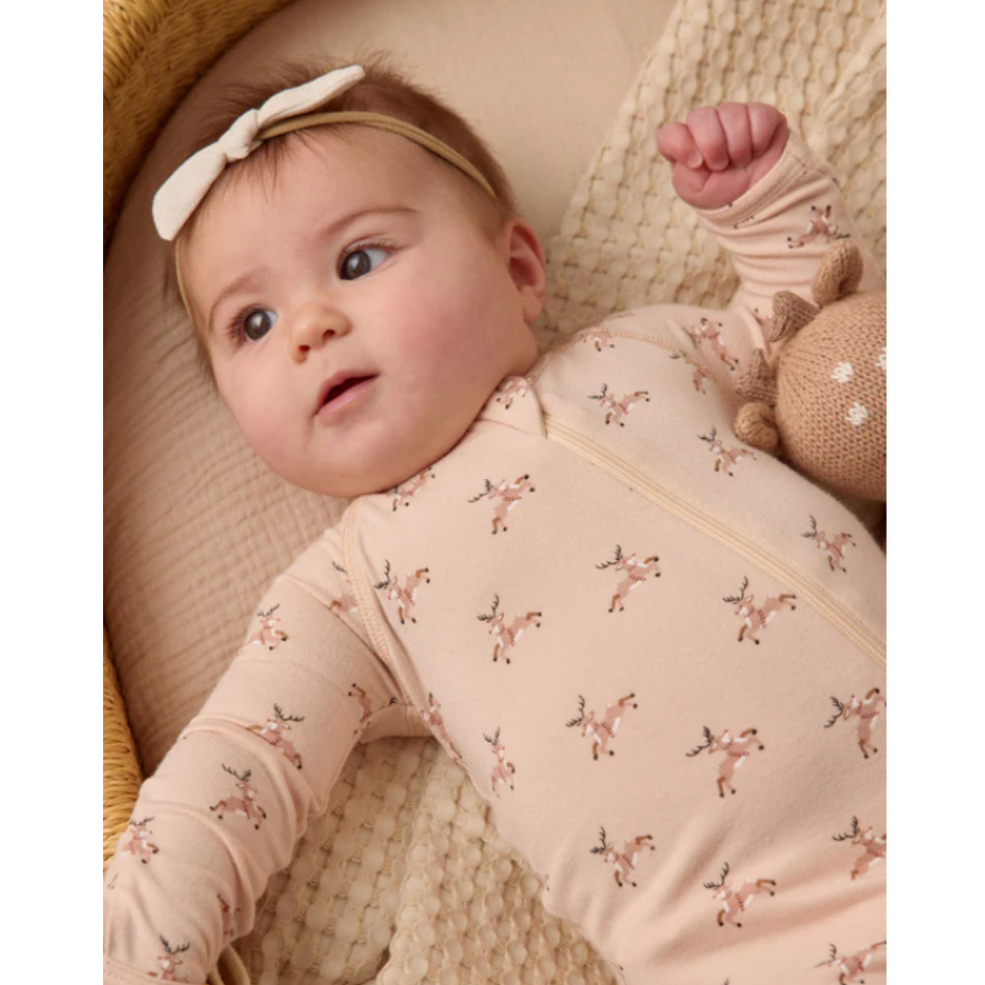 QUINCY MAE Chaussons en bambou avec fermeture éclair - Renne