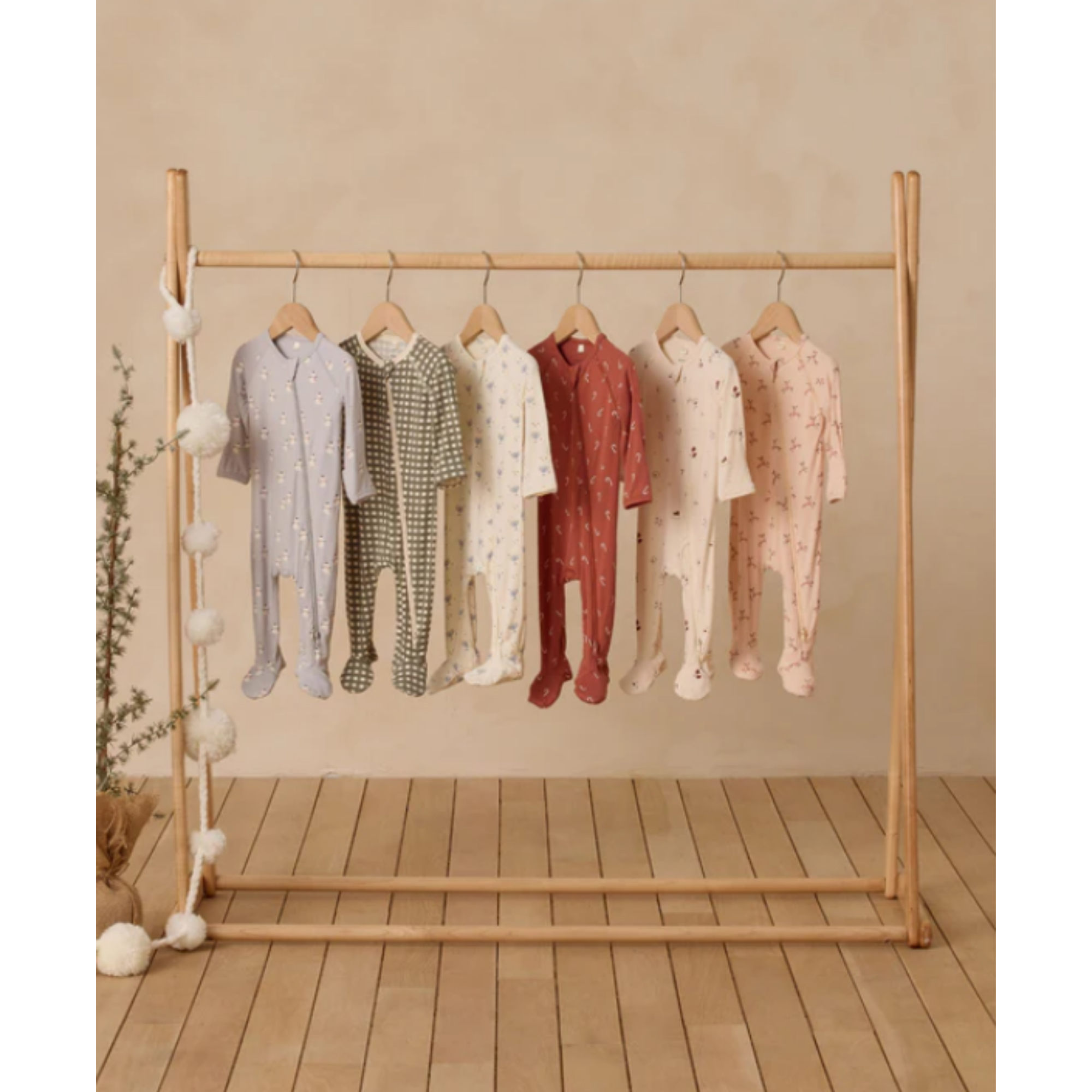 QUINCY MAE Chaussons en bambou avec fermeture éclair - Renne