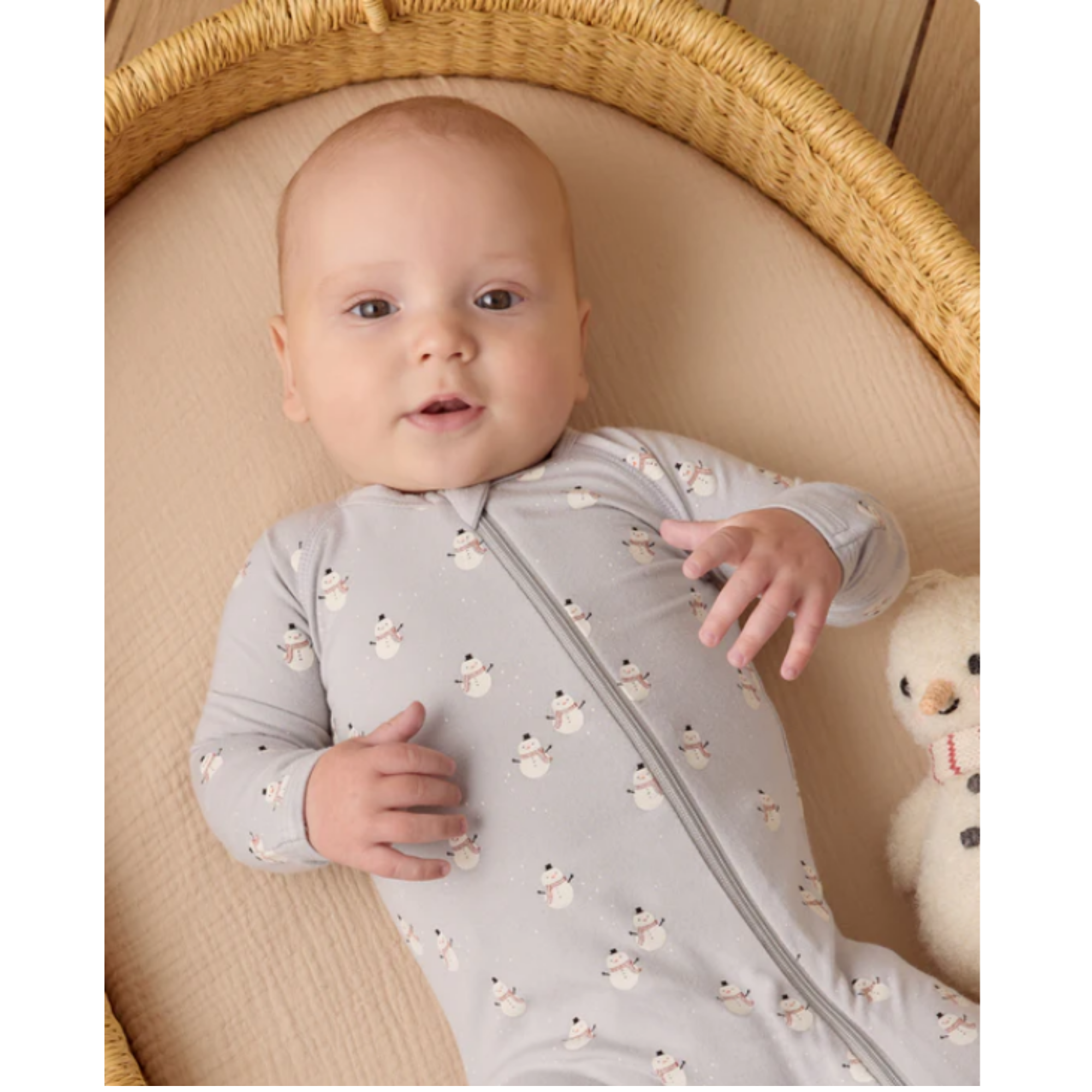 QUINCY MAE Bamboo Zip Footie - Snowmen
