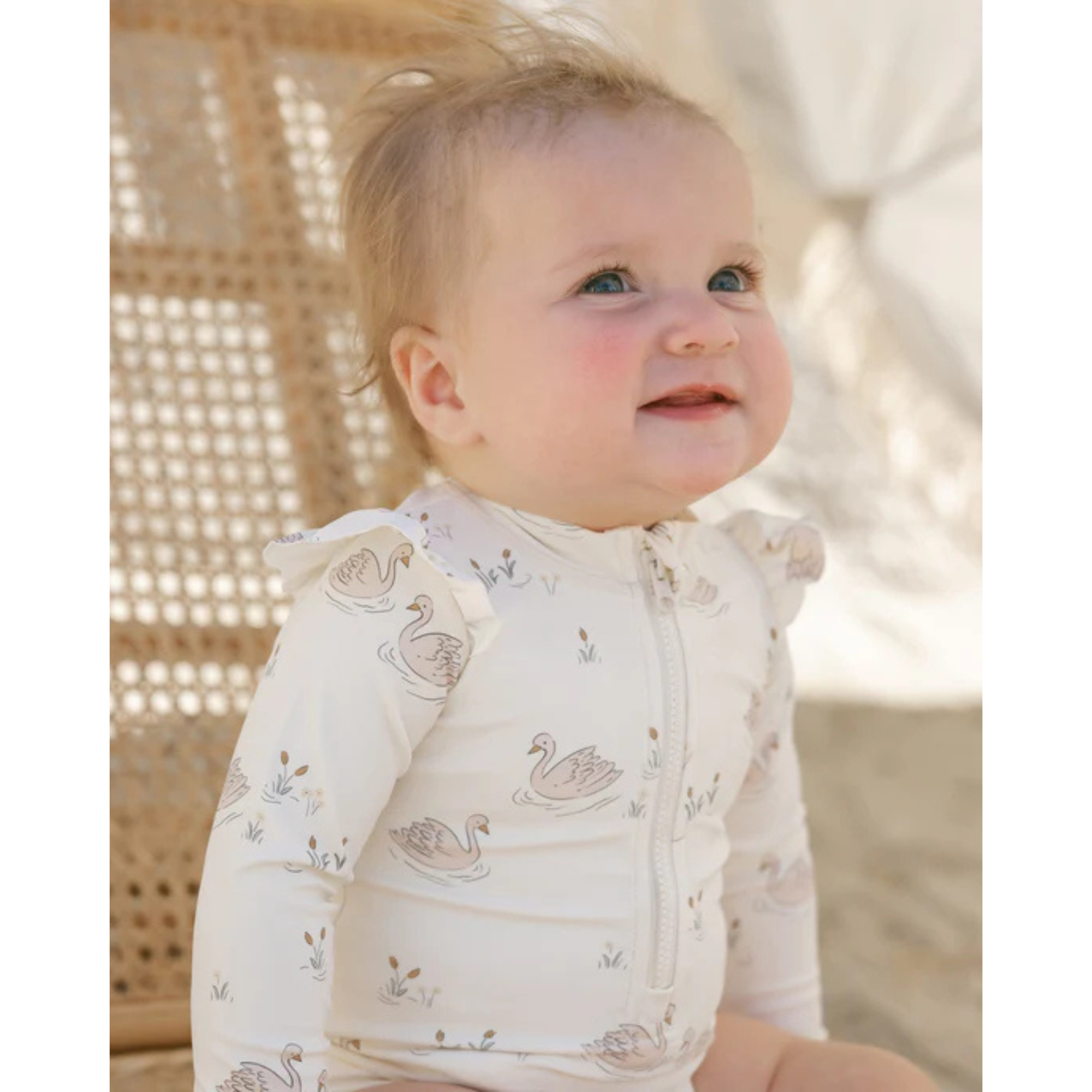 QUINCY MAE Byron Rashguard One-Piece - Swans