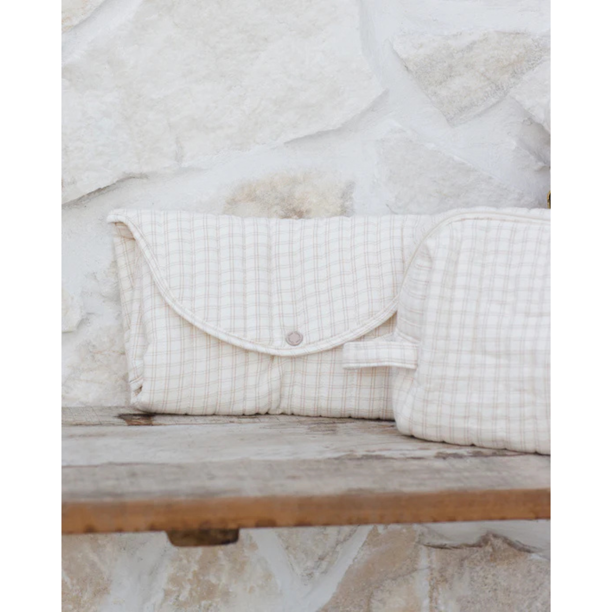 QUINCY MAE Diaper Bag + Changing Pad Set - Oat Check