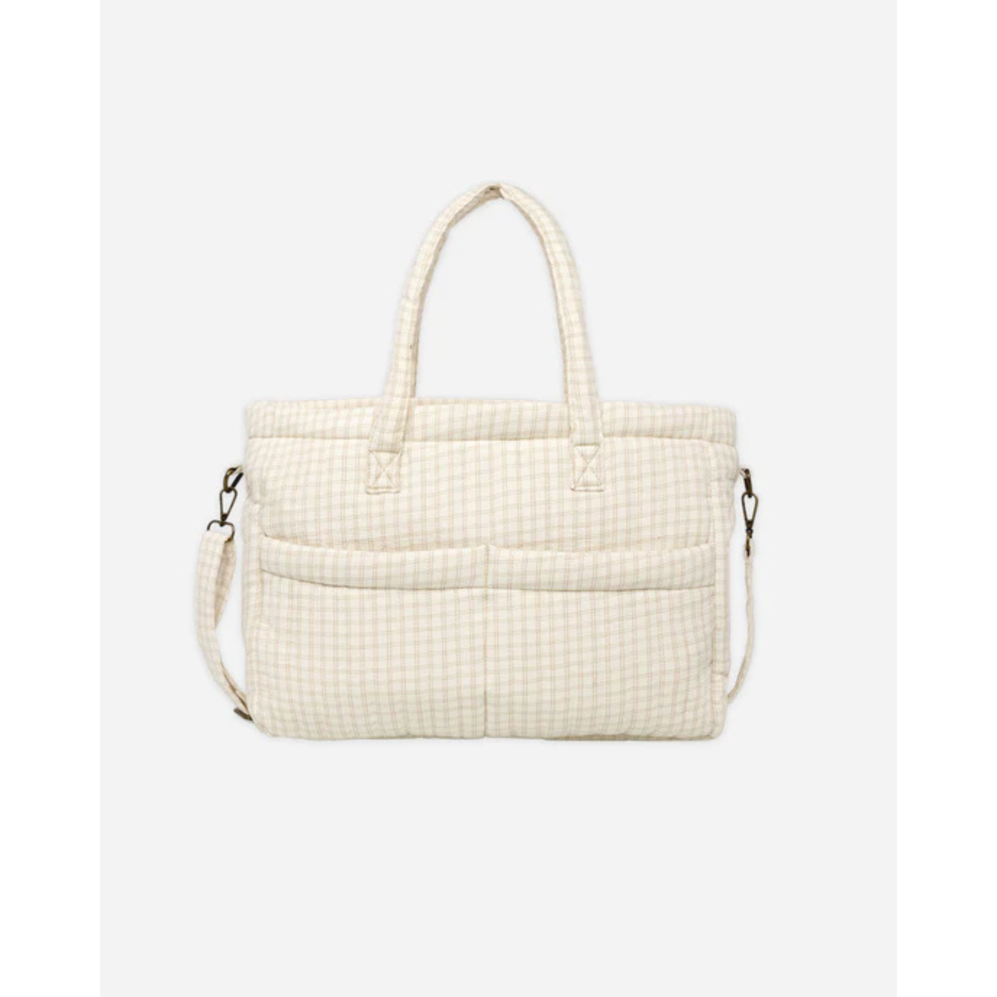 QUINCY MAE Diaper Bag + Changing Pad Set - Oat Check