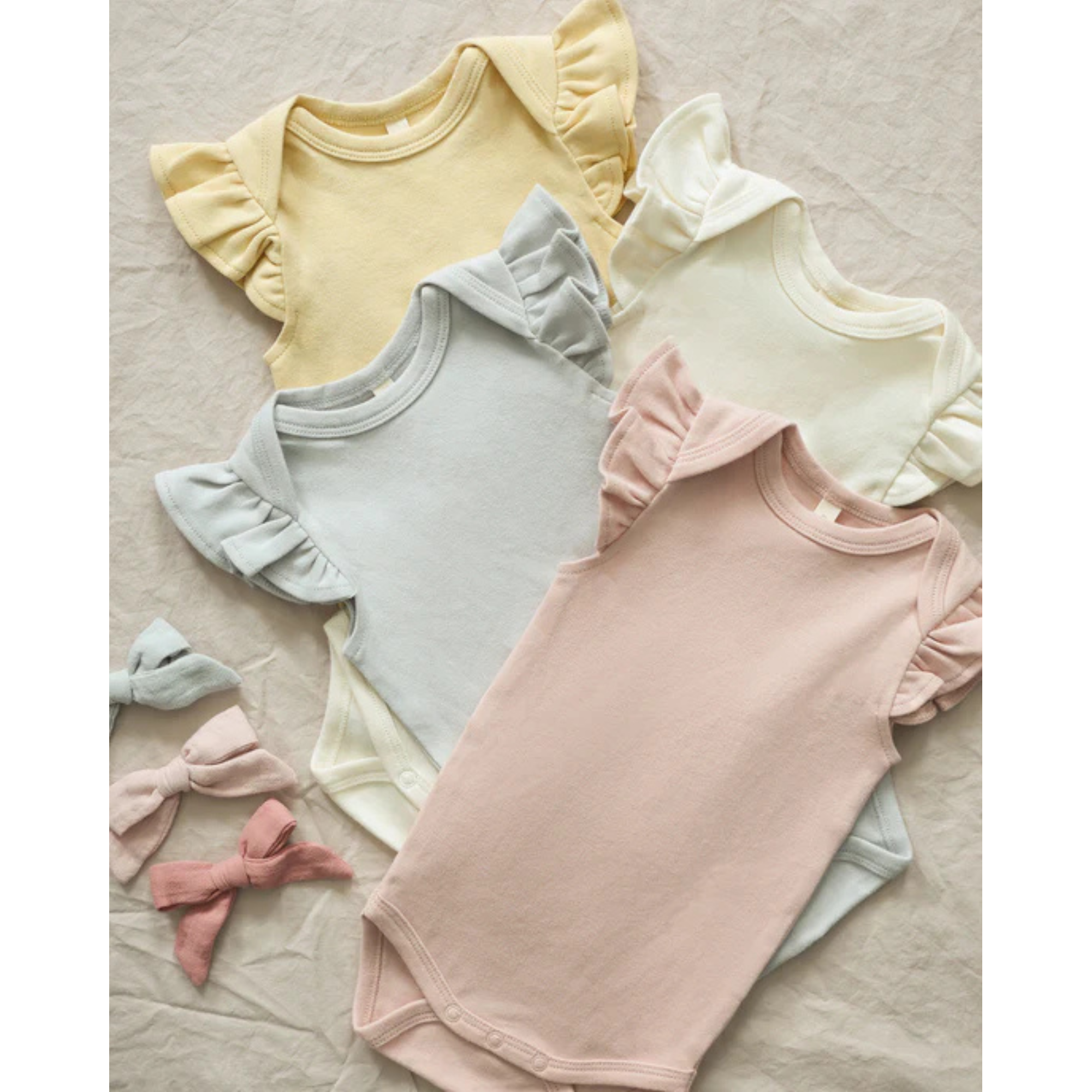 QUINCY MAE Flutter Sleeve Bodysuit - Ivory