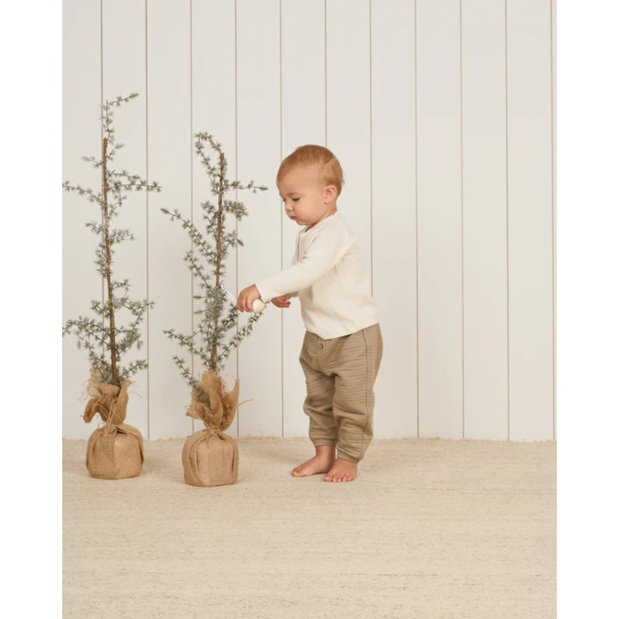 QUINCY MAE Henley Knit Top - Natural