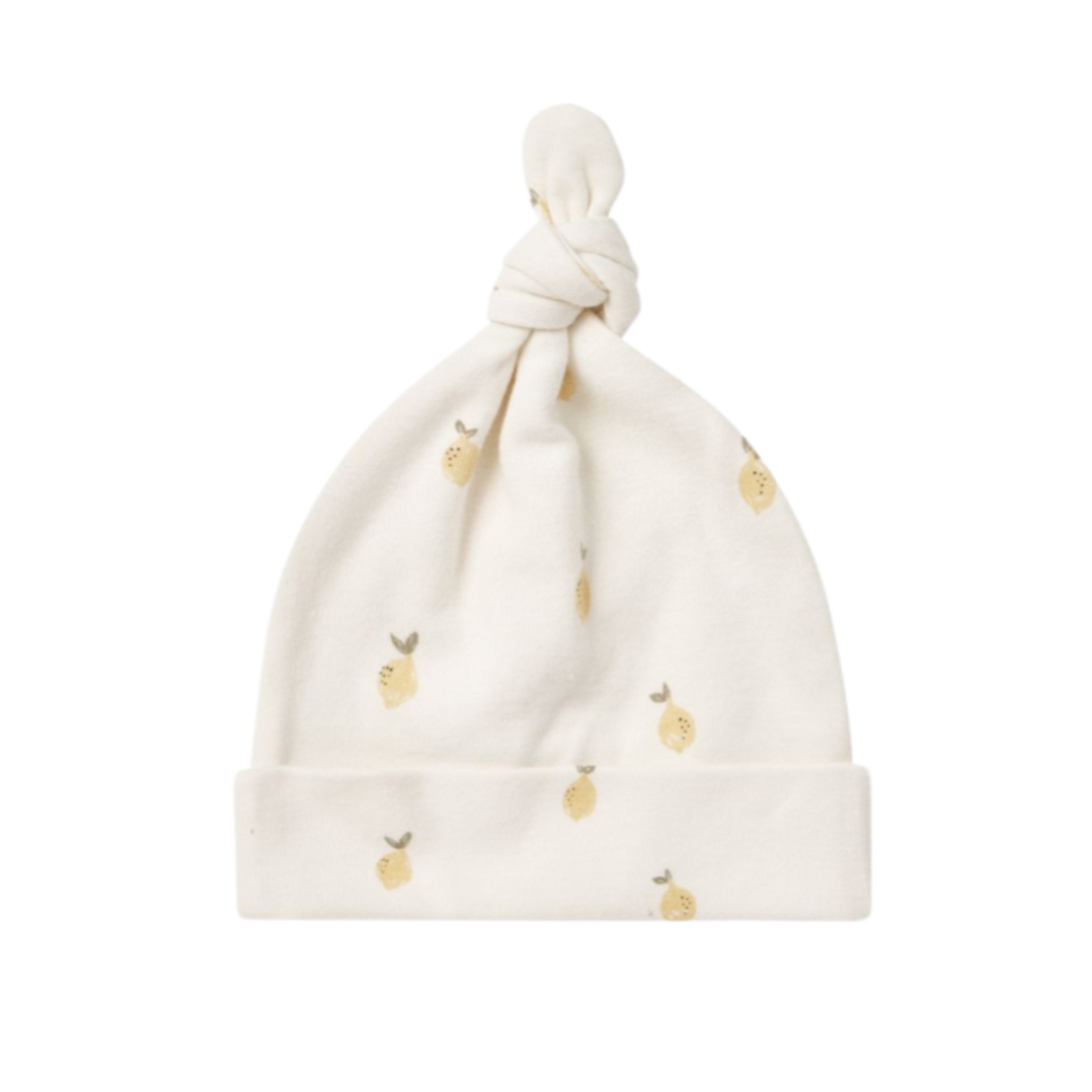 Bonnet noué QUINCY MAE pour bébé 0-6 mois - Citrons