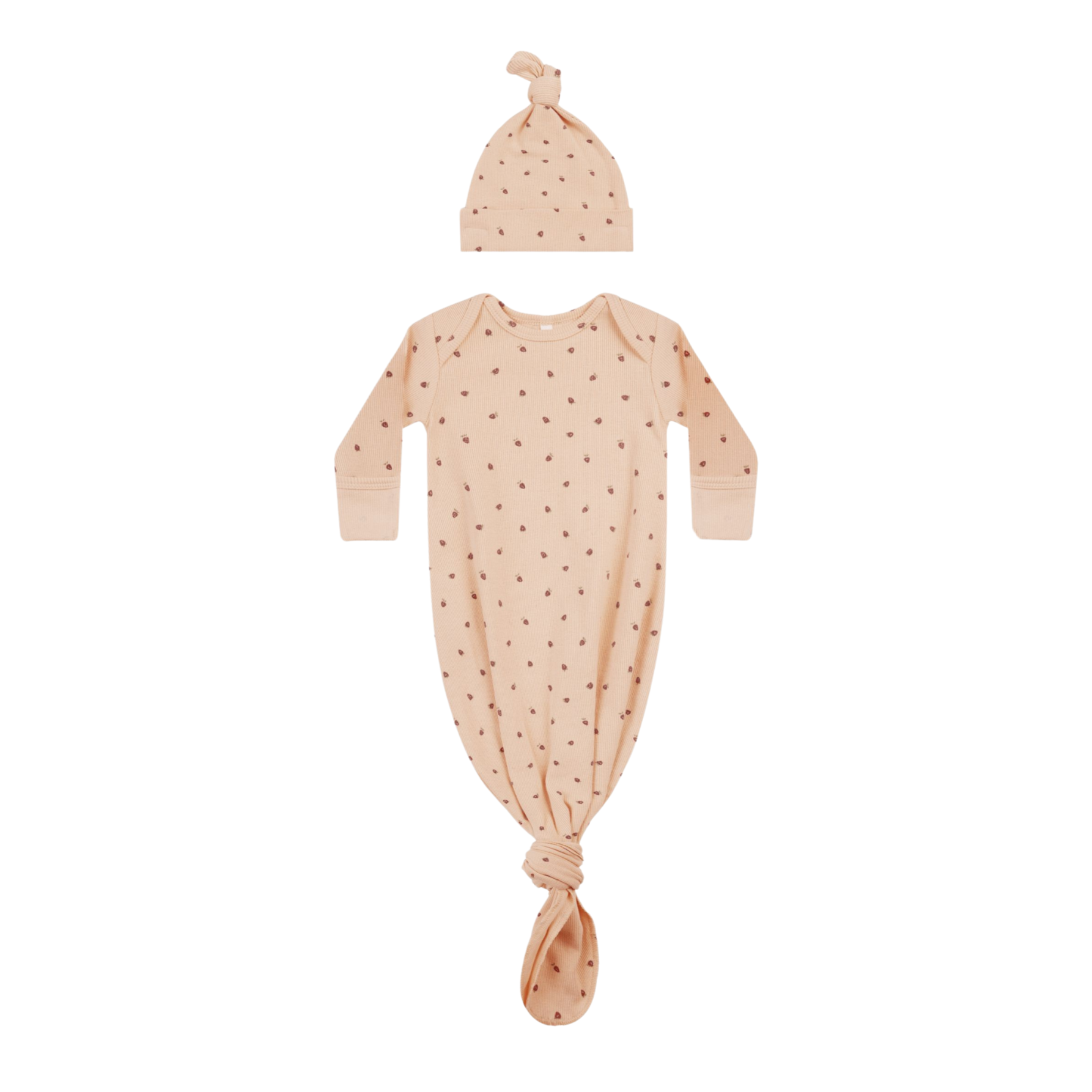 QUINCY MAE Knotted Gown + Hat Set - Strawberries