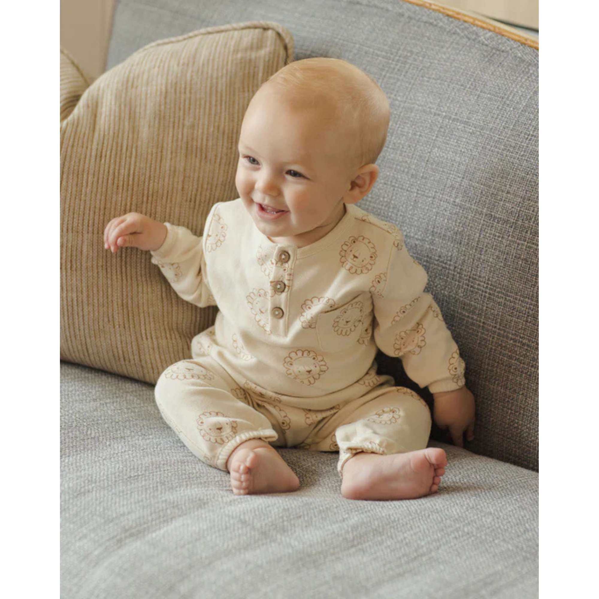 QUINCY MAE Long Sleeve Pocket Jumpsuit - Lions