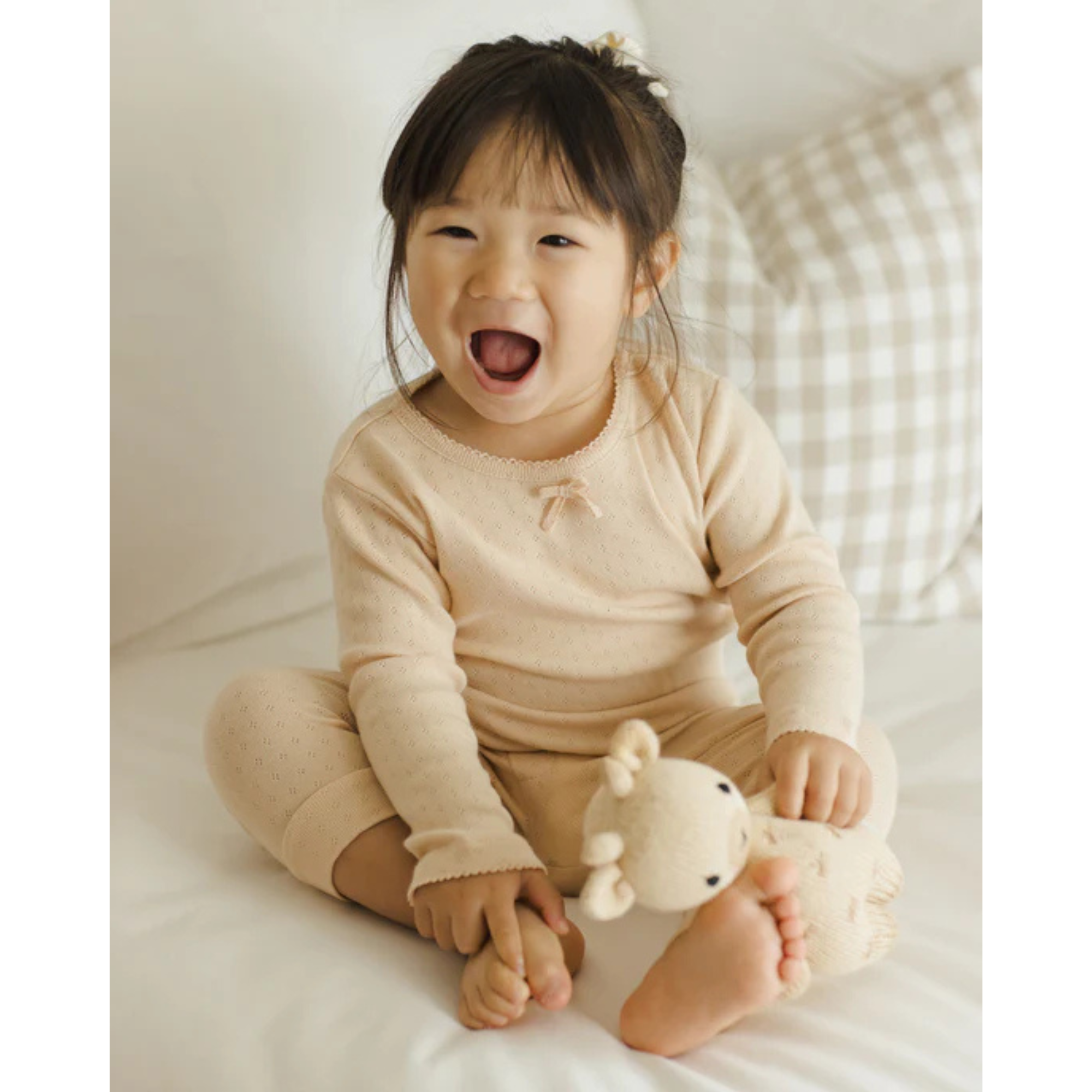 QUINCY MAE Pointelle Long Sleeve Tee + Legging - Shell