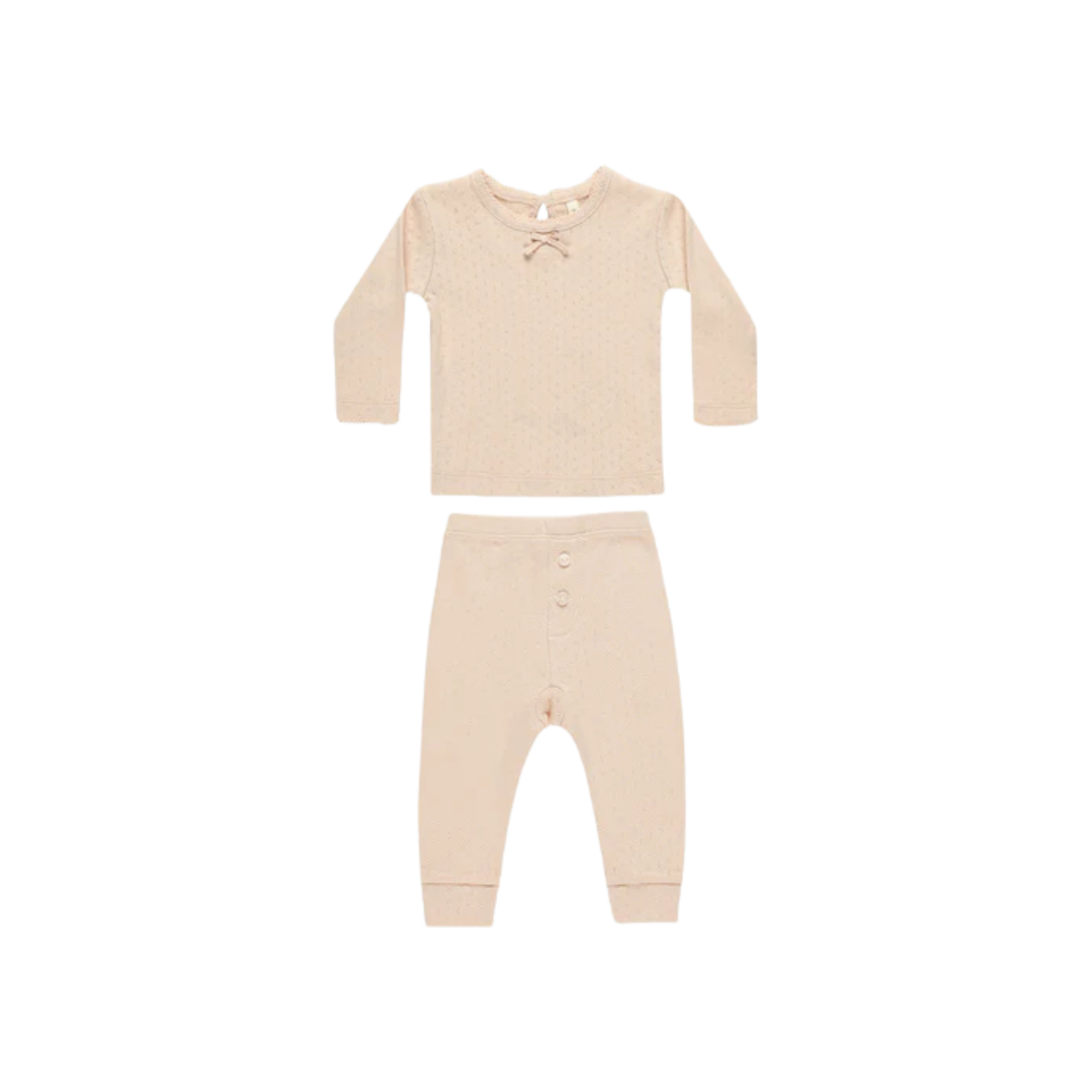 QUINCY MAE Pointelle Long Sleeve Tee + Legging - Shell