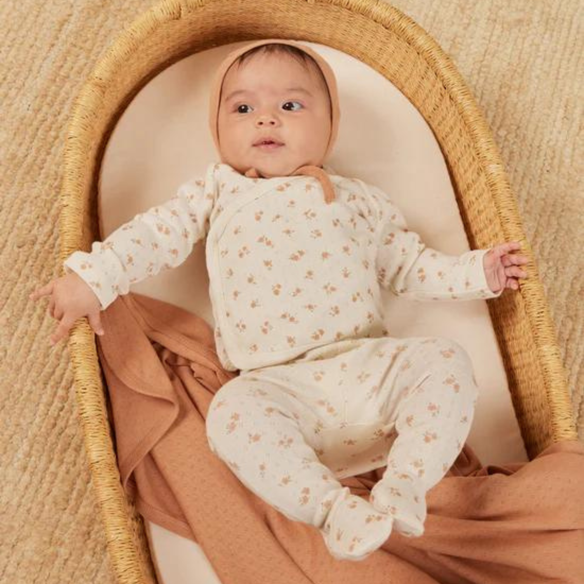 QUINCY MAE Haut cache-cœur en pointelle et pantalon à pieds - Disty Melon