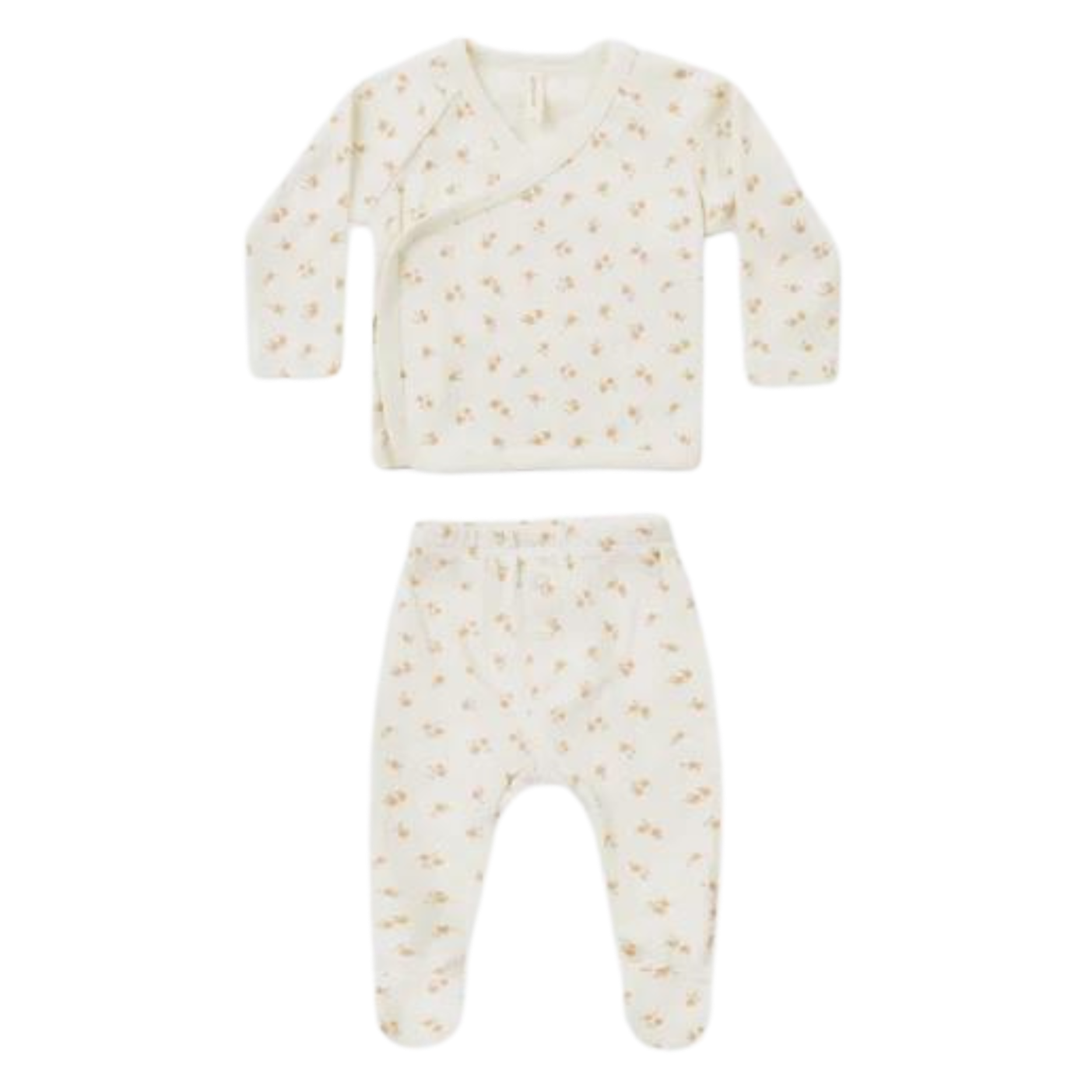 QUINCY MAE Haut cache-cœur en pointelle et pantalon à pieds - Disty Melon