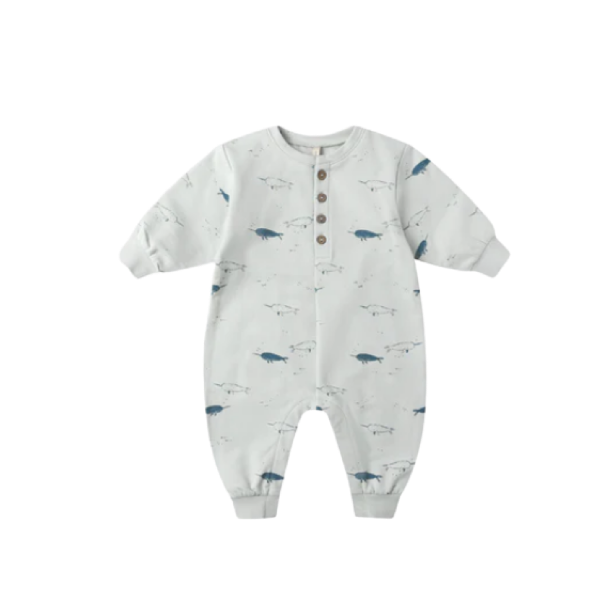QUINCY MAE Relaxed Fleece Jumpsuit - Narwhals