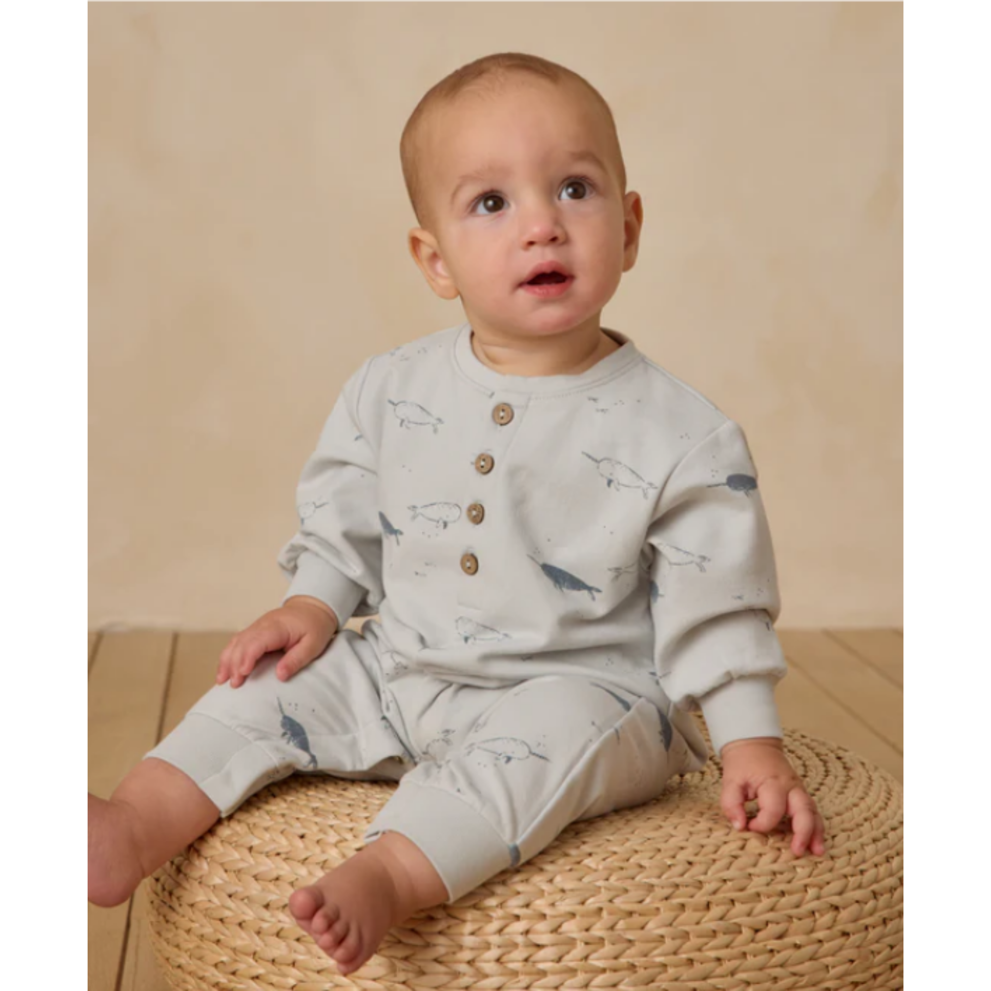QUINCY MAE Relaxed Fleece Jumpsuit - Narwhals
