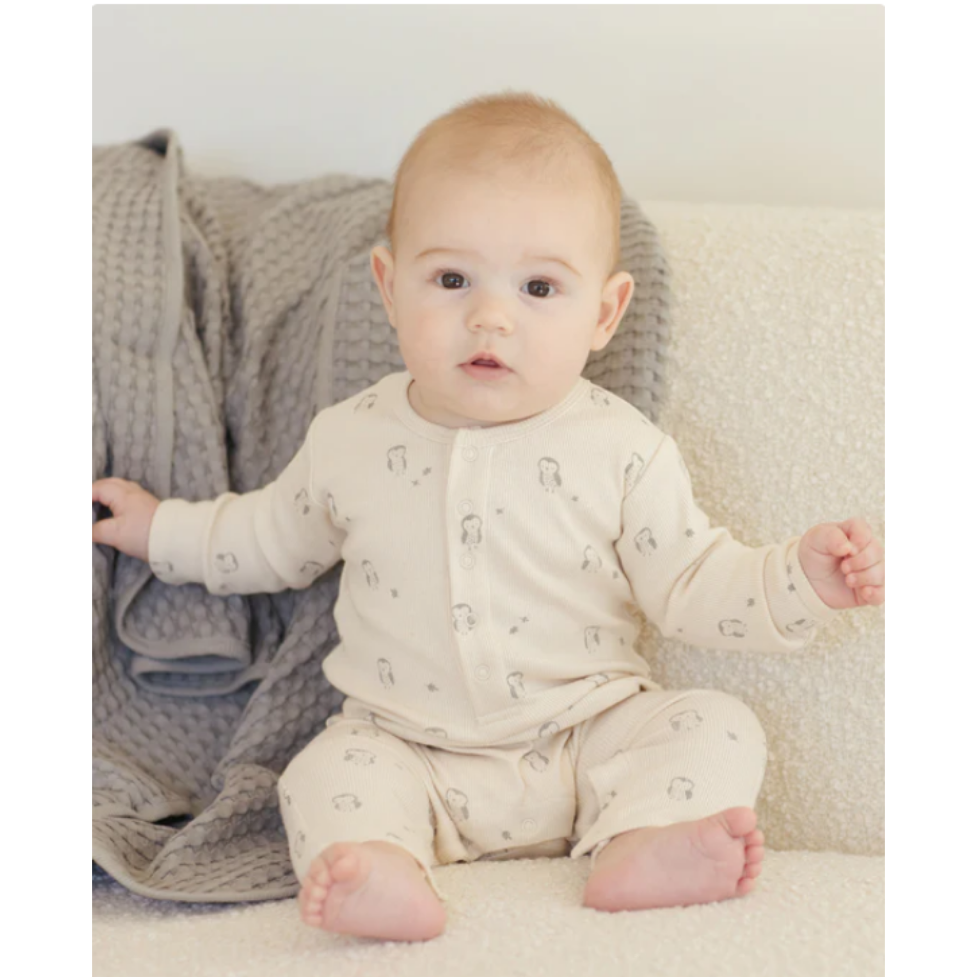 QUINCY MAE Combinaison bébé côtelée - Hiboux