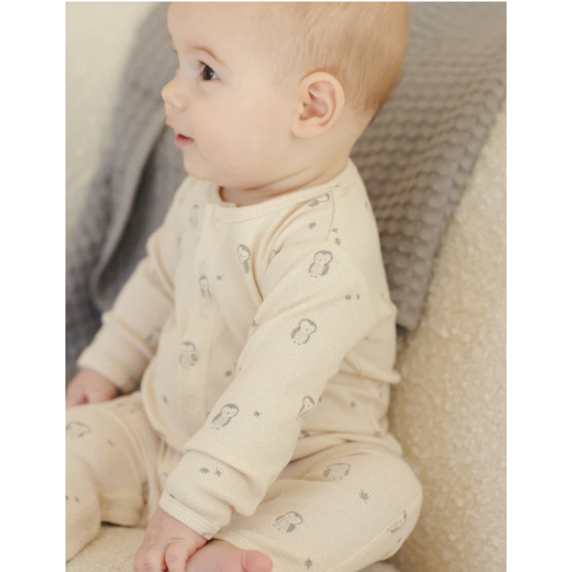 QUINCY MAE Combinaison bébé côtelée - Hiboux