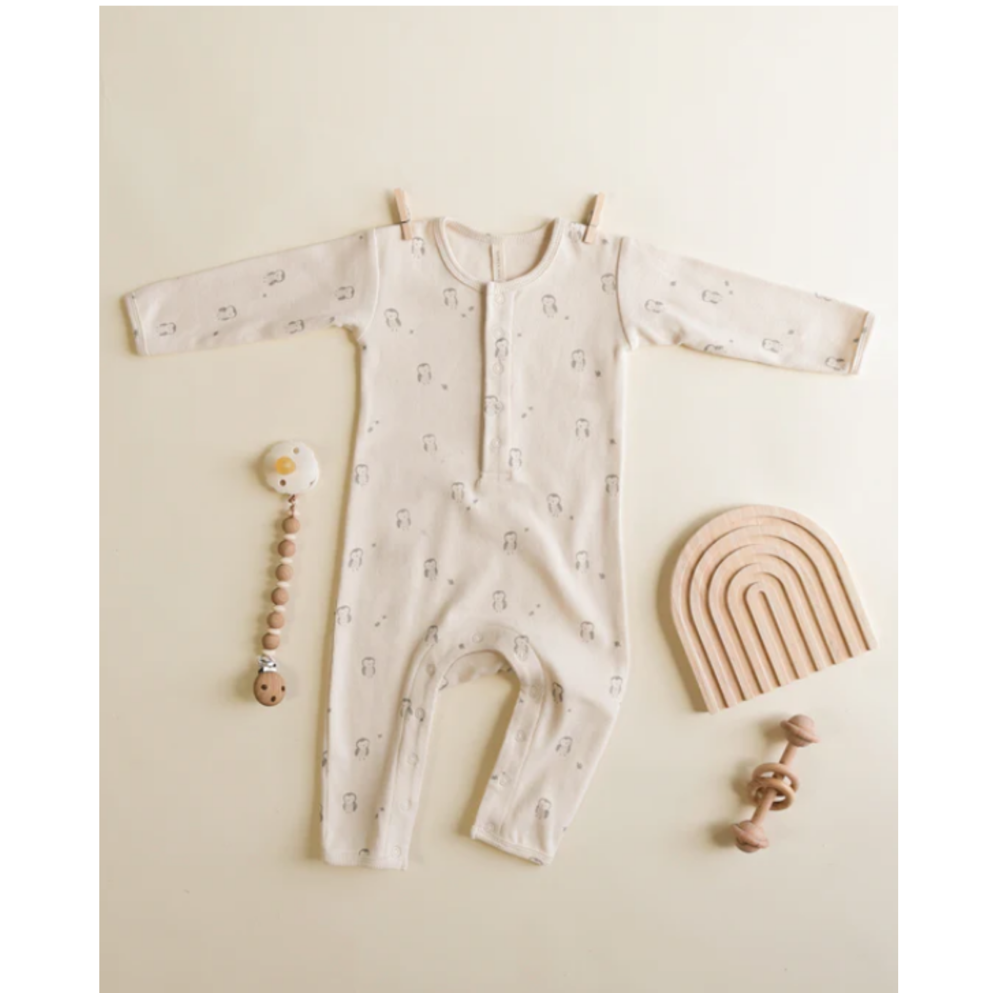 QUINCY MAE Combinaison bébé côtelée - Hiboux