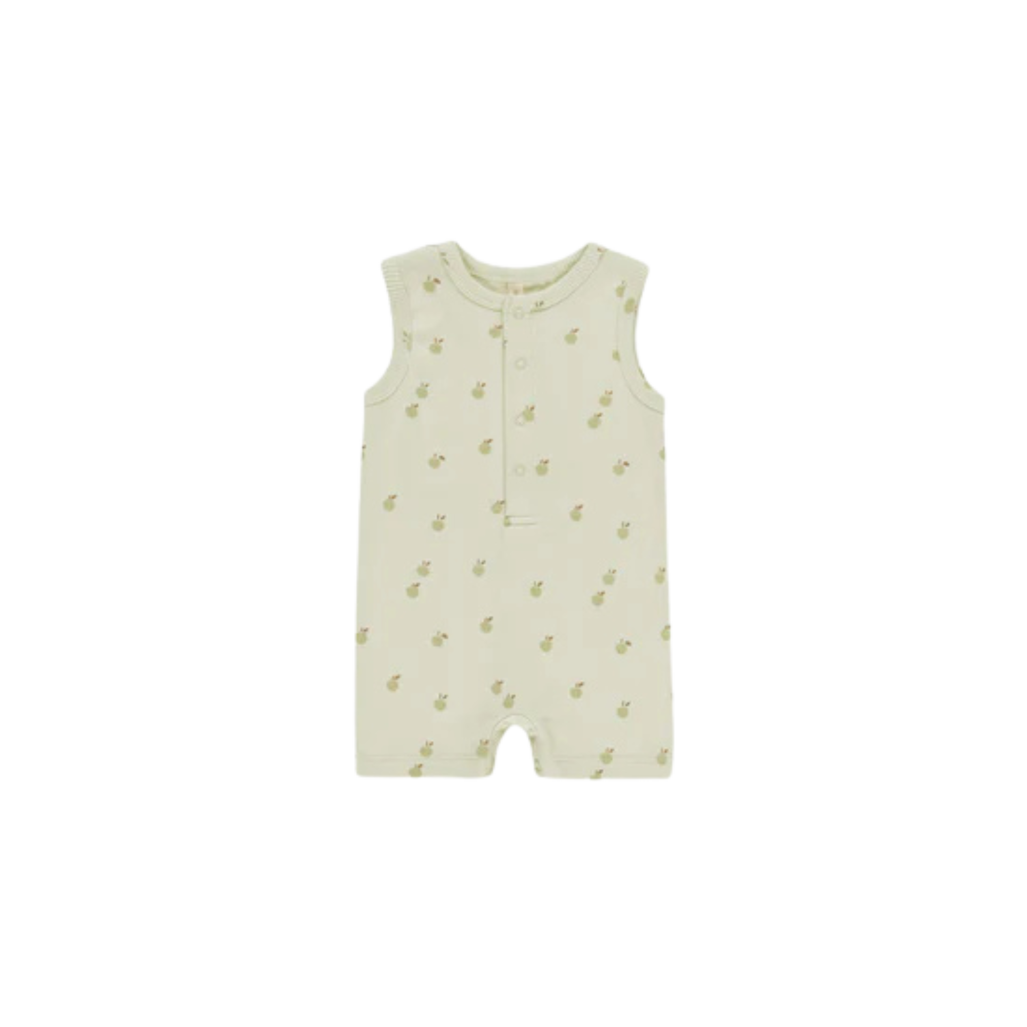 QUINCY MAE Ribbed Henley Romper - Apples
