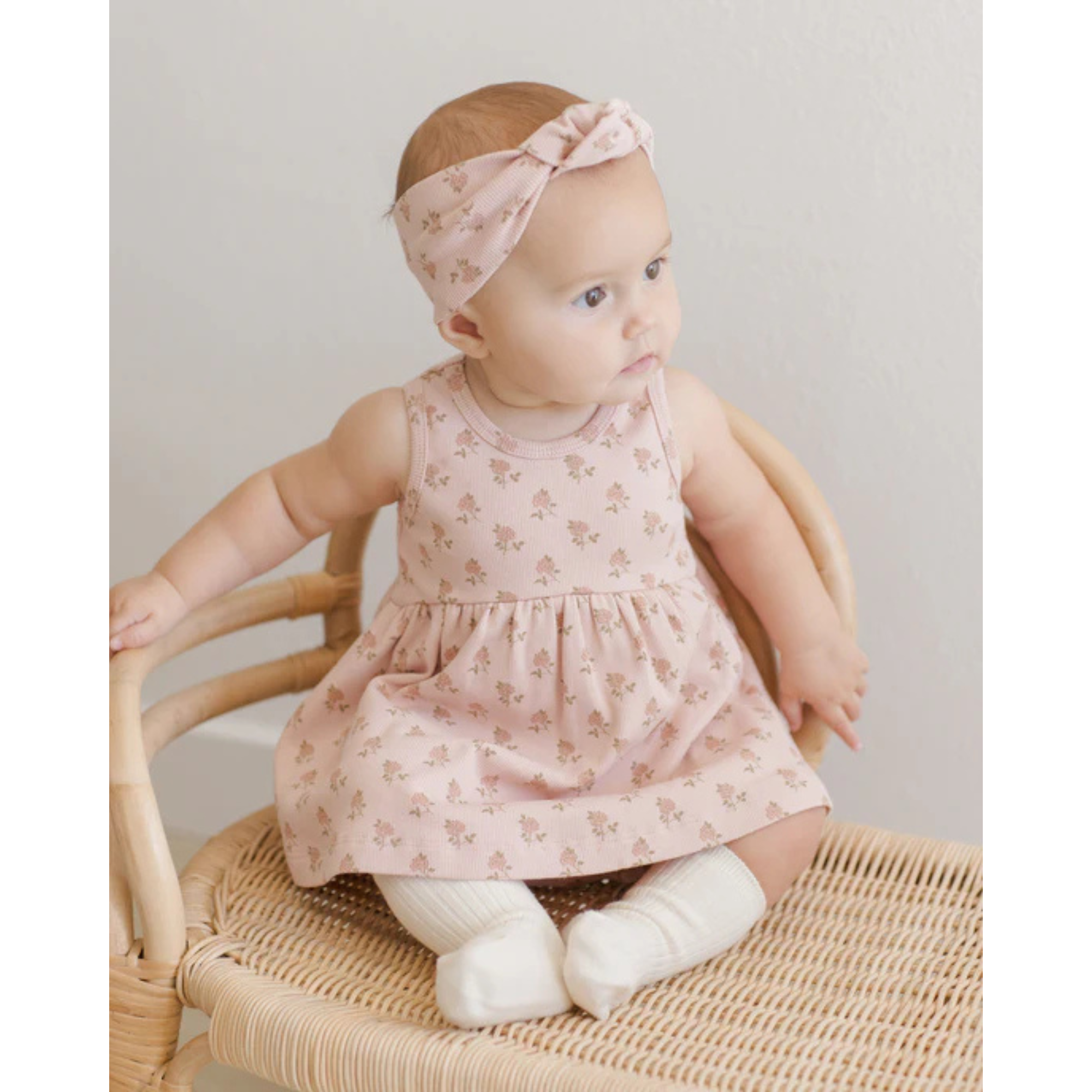 QUINCY MAE Ribbed Knotted Headband - Roses