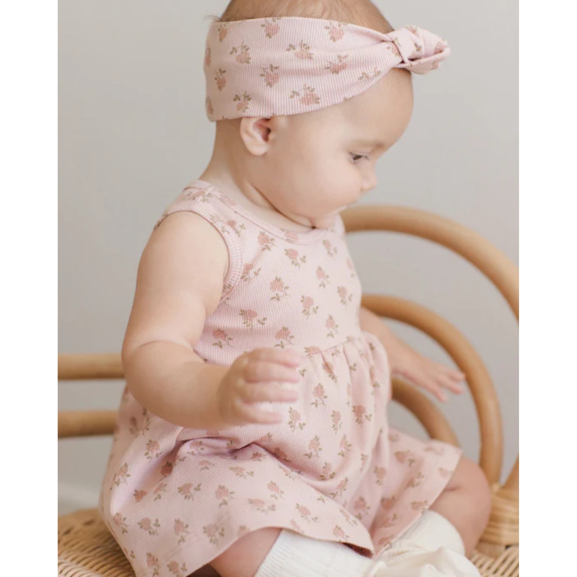 QUINCY MAE Ribbed Knotted Headband - Roses