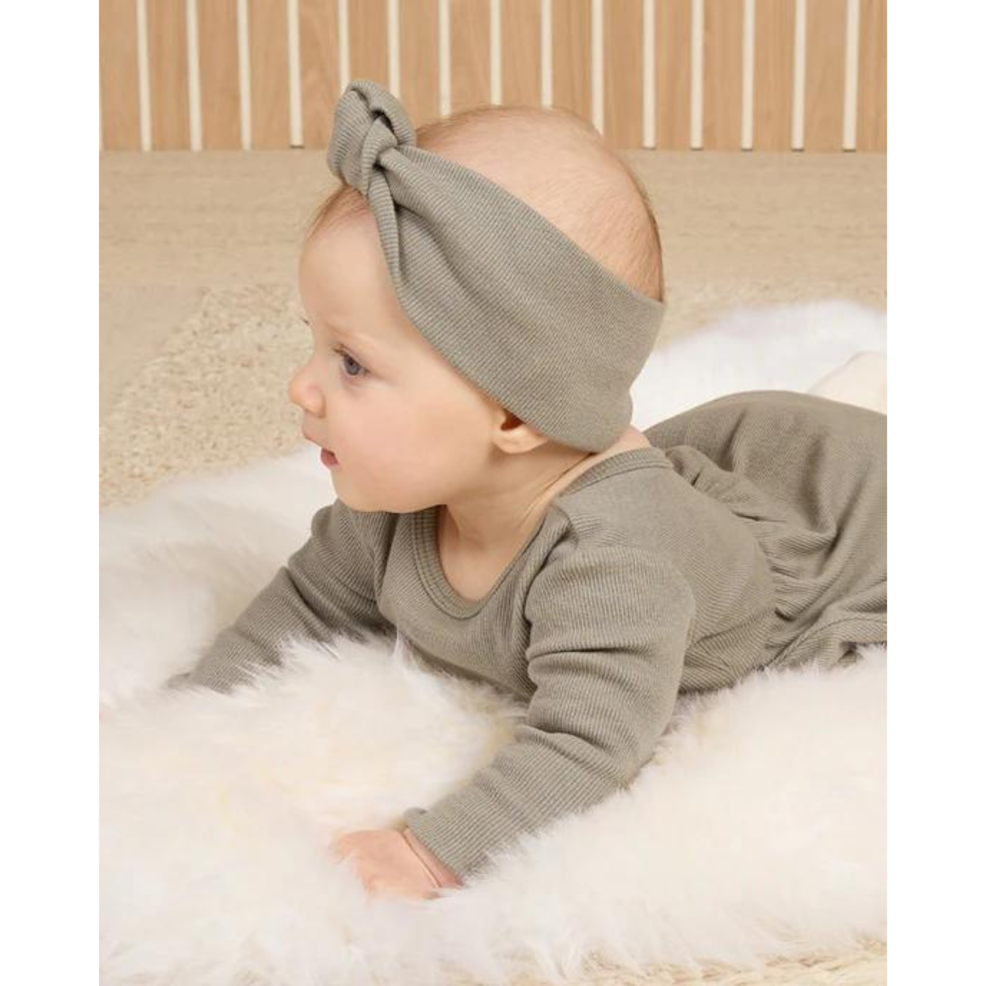 QUINCY MAE Ribbed Knotted Headband  0-12M - Basil