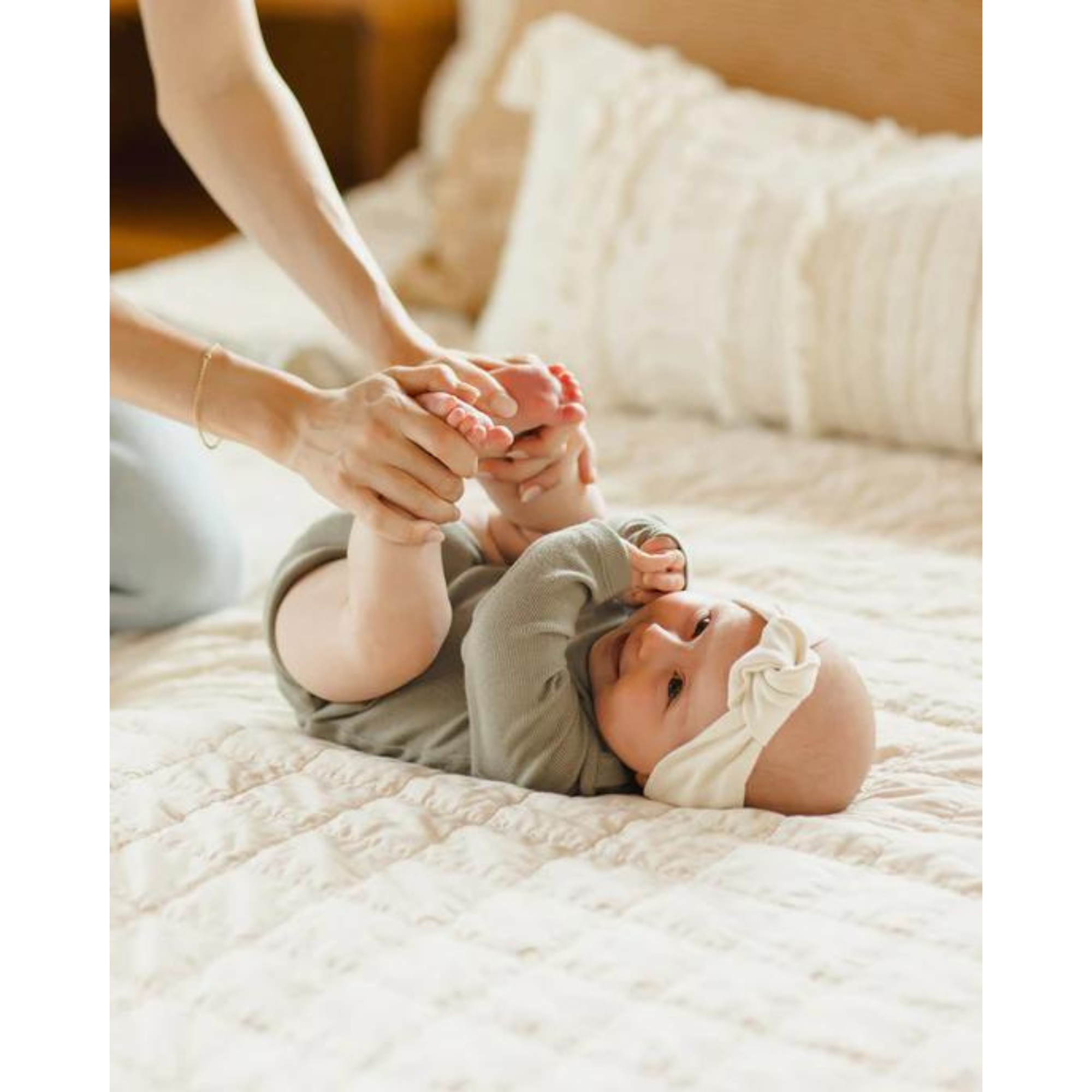 QUINCY MAE Ribbed Long Sleeve Bodysuit - Basil