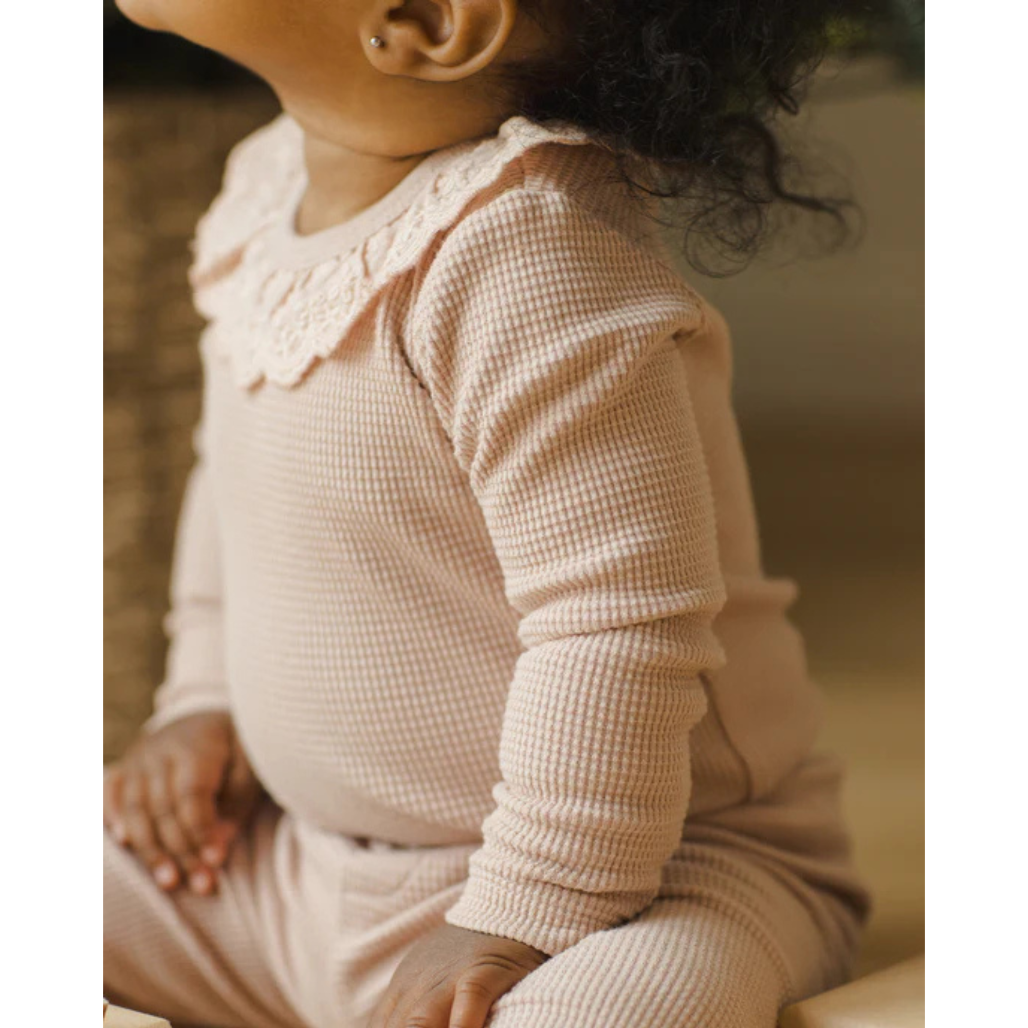 QUINCY MAE Ruffle Collar Bodysuit - Blush