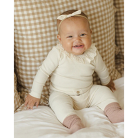 Thumbnail for QUINCY MAE Ruffle Collar Bodysuit - Natural