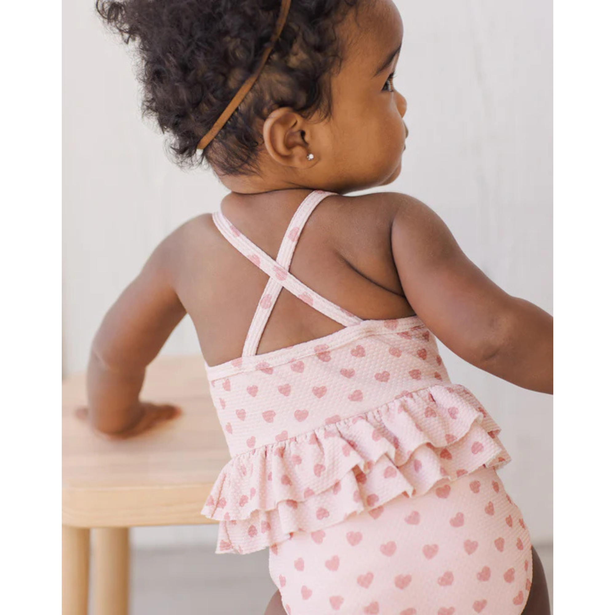 QUINCY MAE Ruffled One-Piece Swimsuit - Hearts