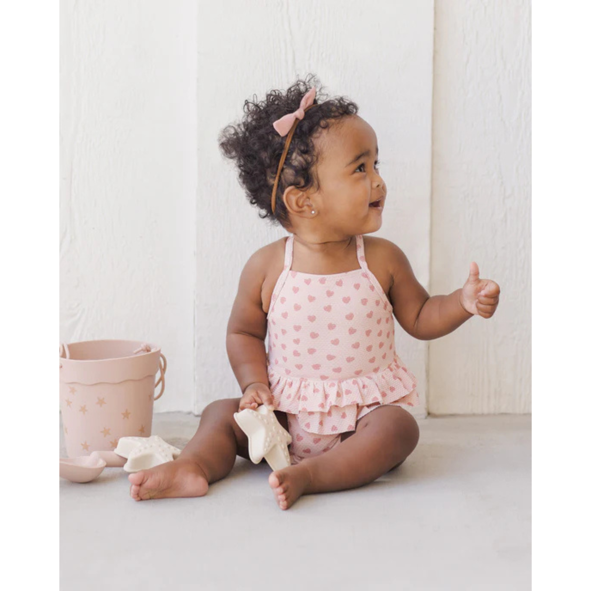 QUINCY MAE Ruffled One-Piece Swimsuit - Hearts