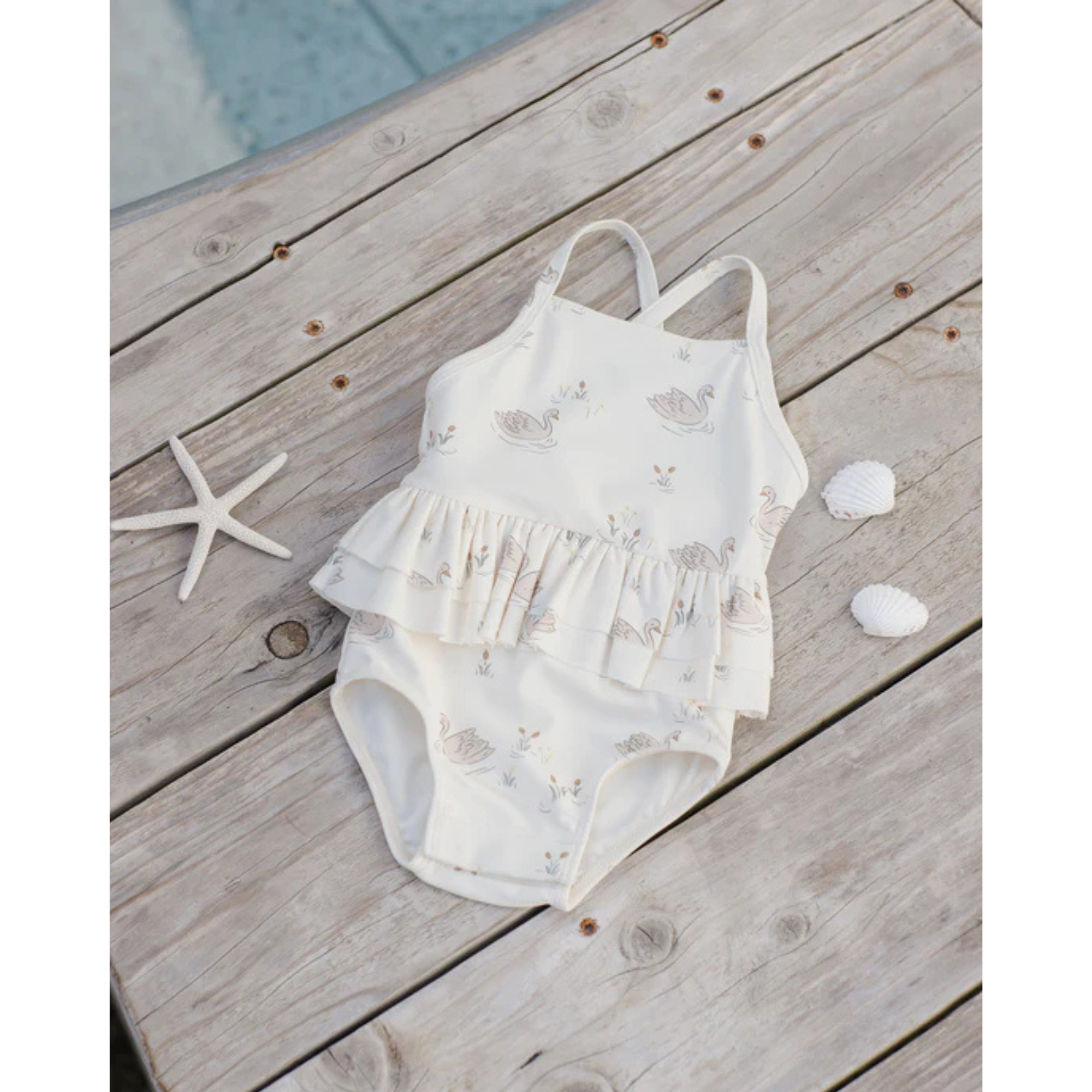 Maillot de bain une pièce à volants QUINCY MAE - Cygnes