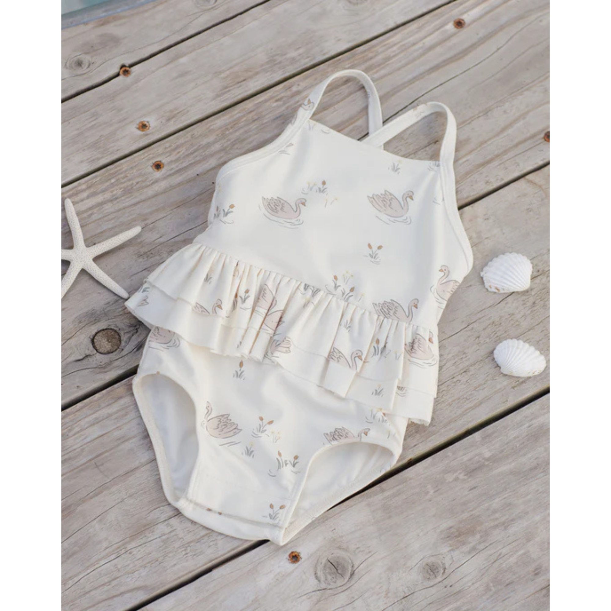 Maillot de bain une pièce à volants QUINCY MAE - Cygnes