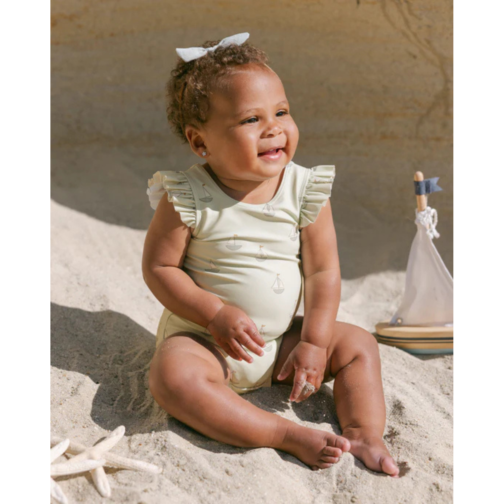 QUINCY MAE Scoop Back One-Piece - Sailboats