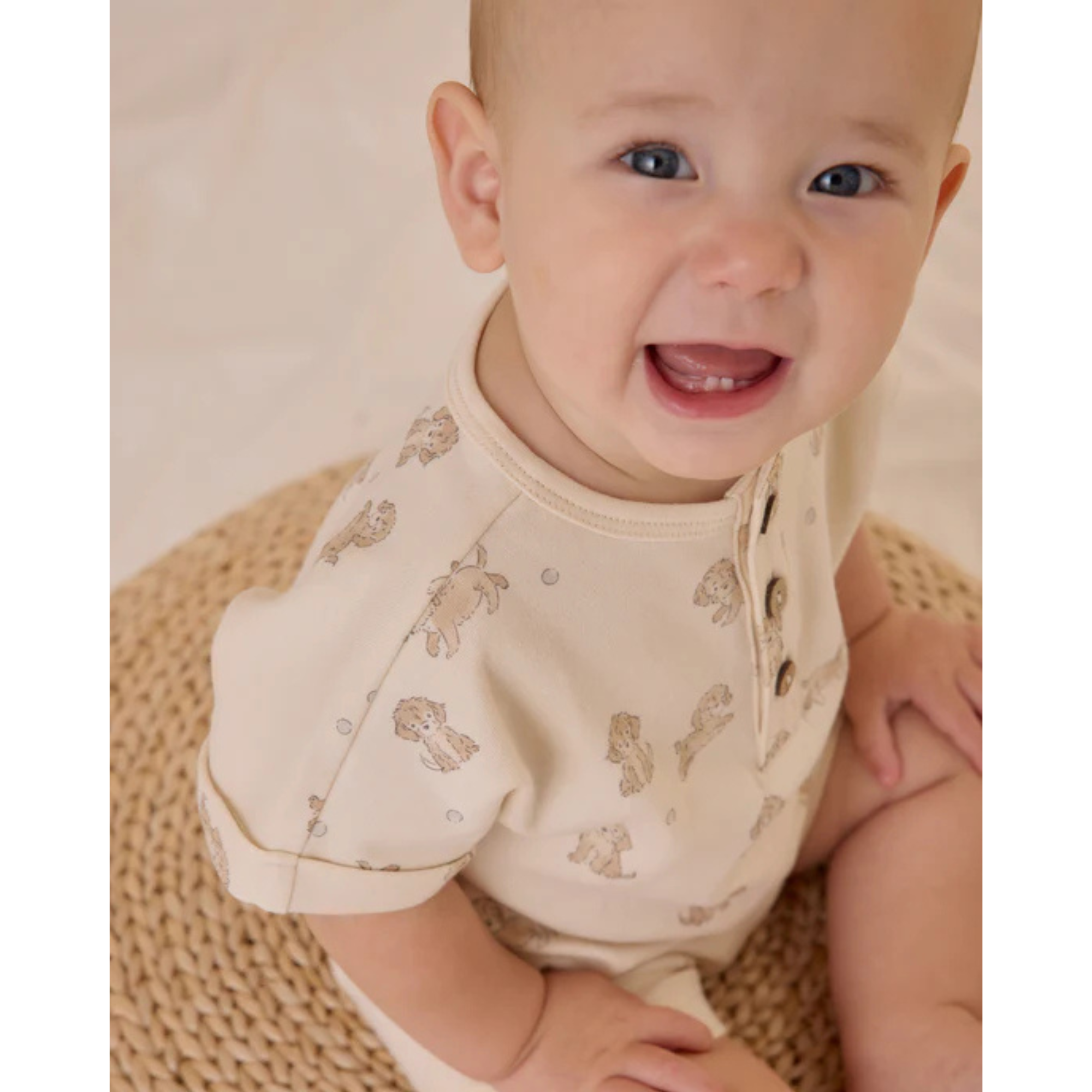 QUINCY MAE Short Sleeve One-Piece - Puppies