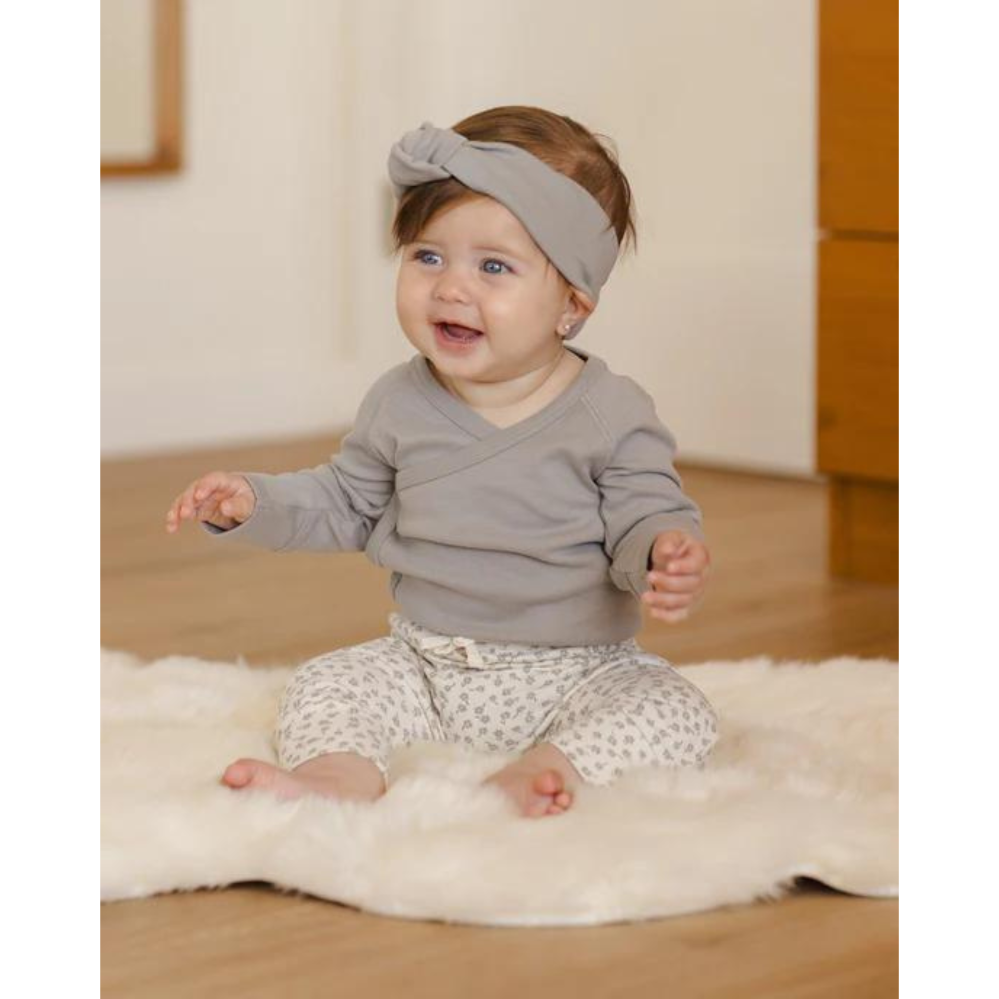 QUINCY MAE Side Snap Bodysuit - Dusty Blue