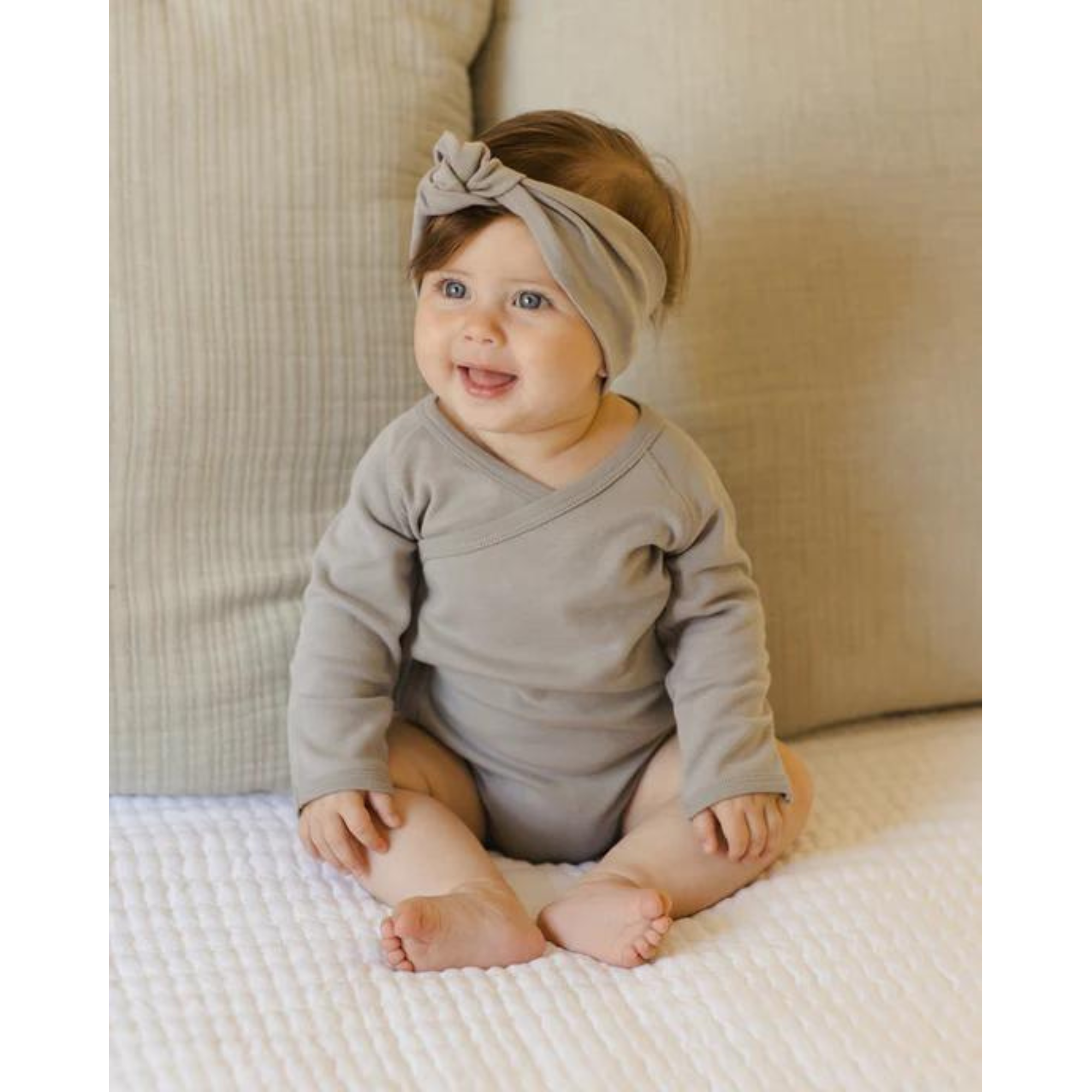 QUINCY MAE Side Snap Bodysuit - Dusty Blue