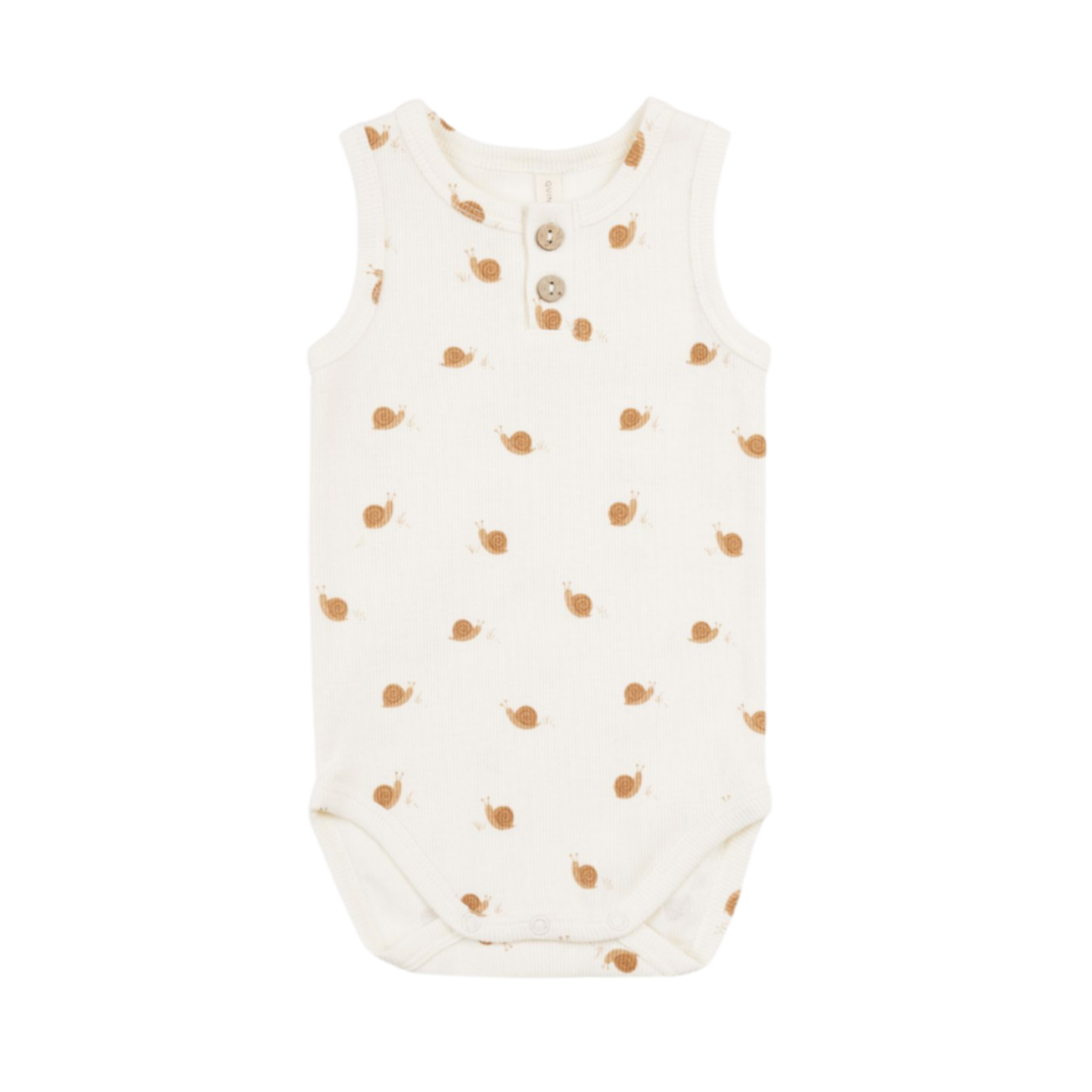 QUINCY MAE Sleeveless Henley Bodysuit - Snails