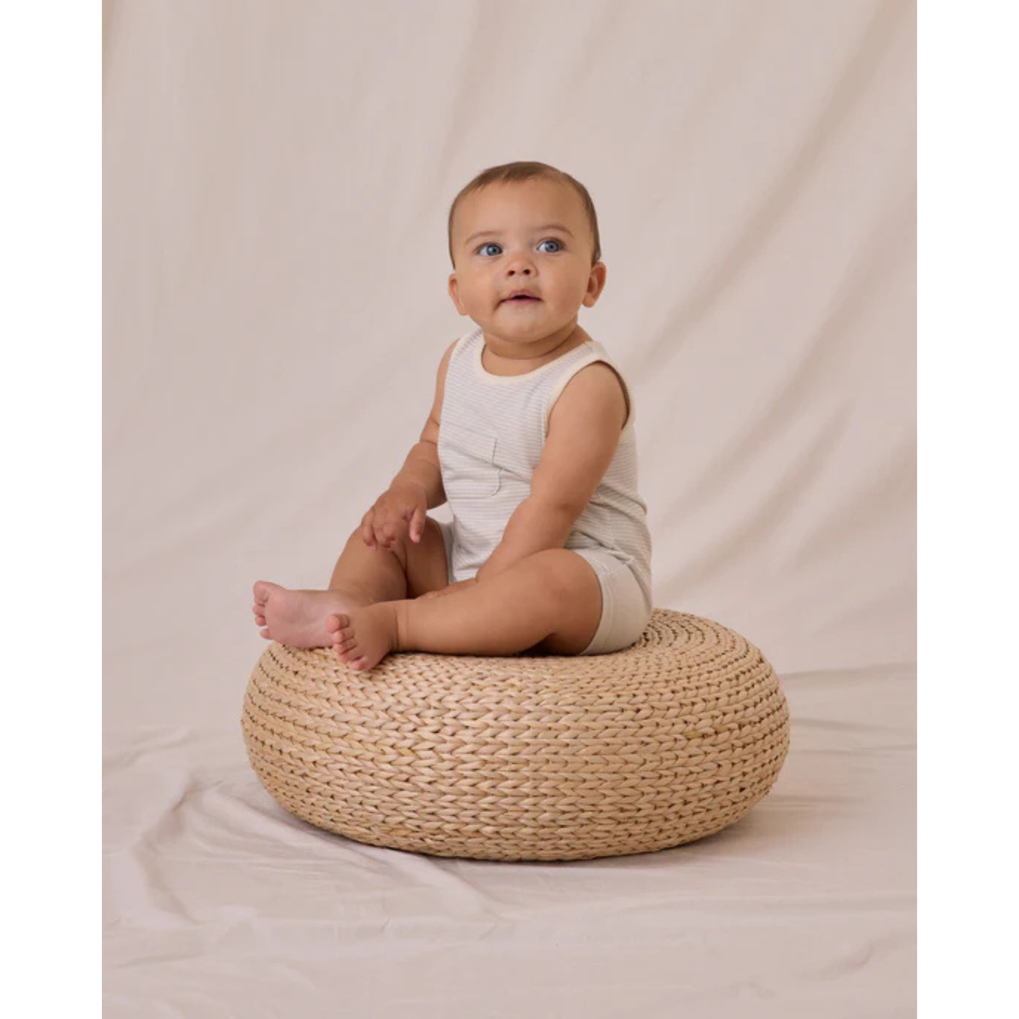 QUINCY MAE Sleeveless One-Piece - Sky Micro Stripe