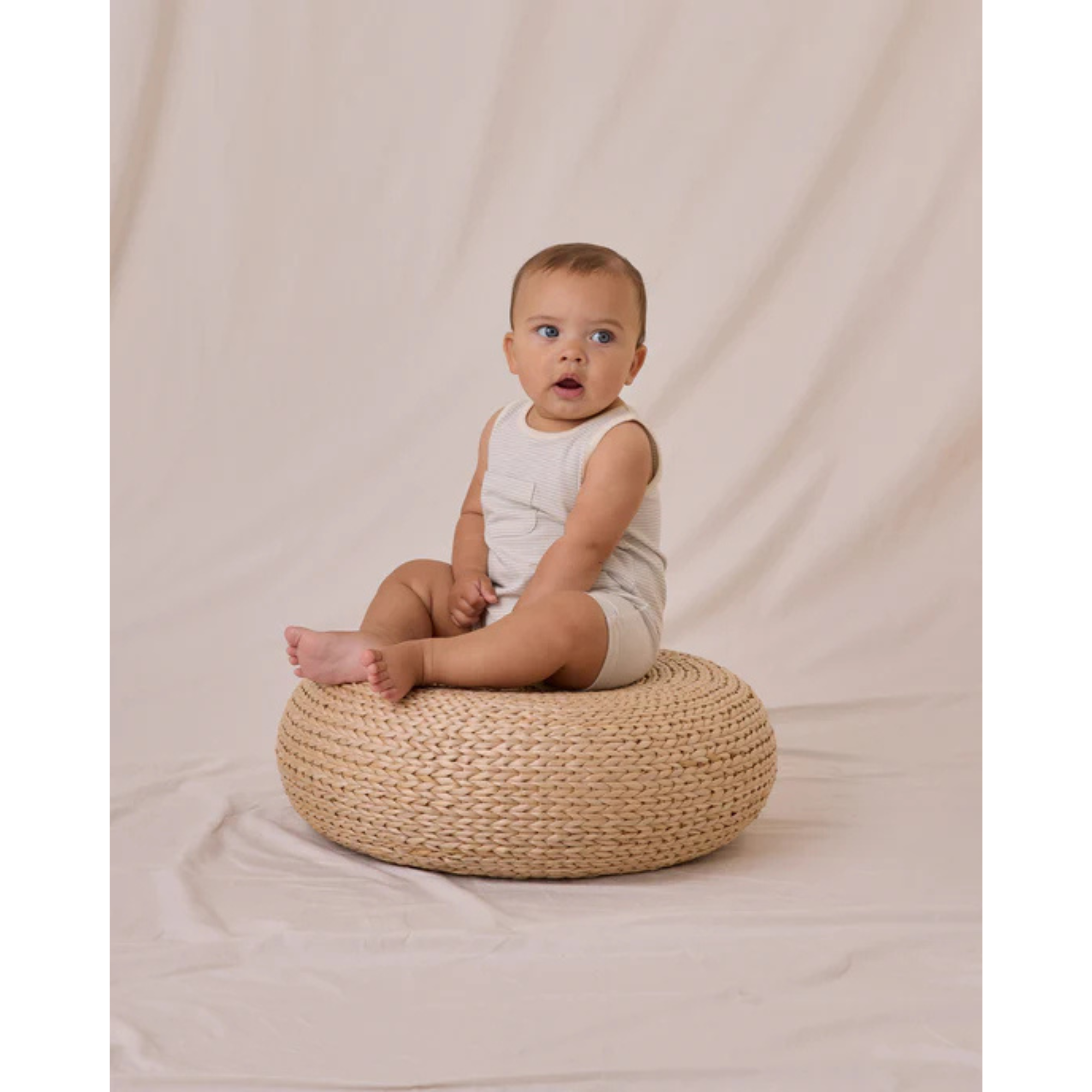 QUINCY MAE Sleeveless One-Piece - Sky Micro Stripe