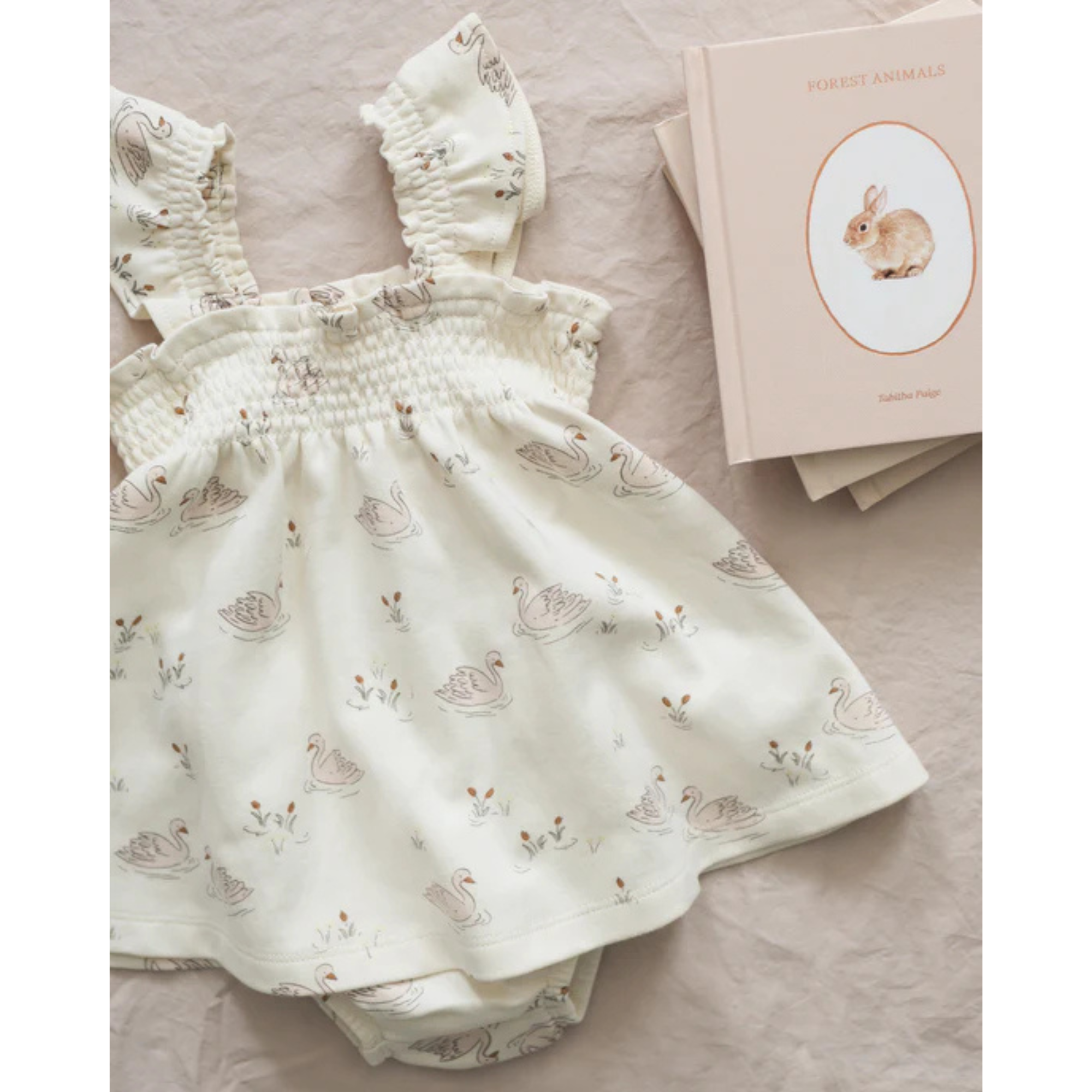 QUINCY MAE Smocked Jersey Dress - Swans
