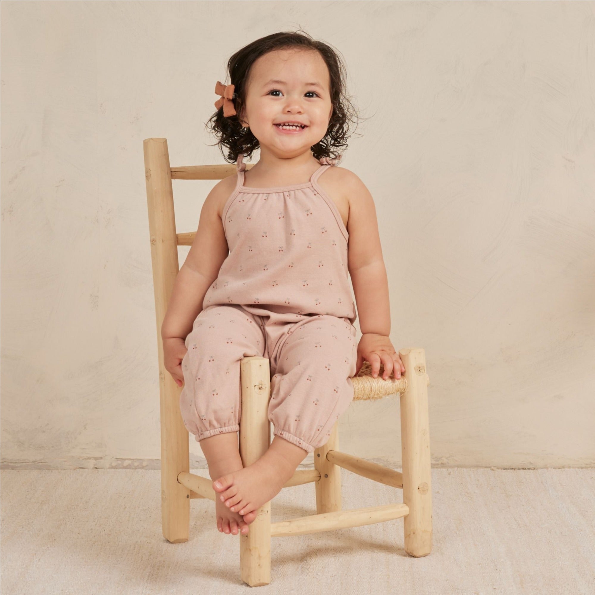 QUINCY MAE Smocked Jumpsuit - Cherries