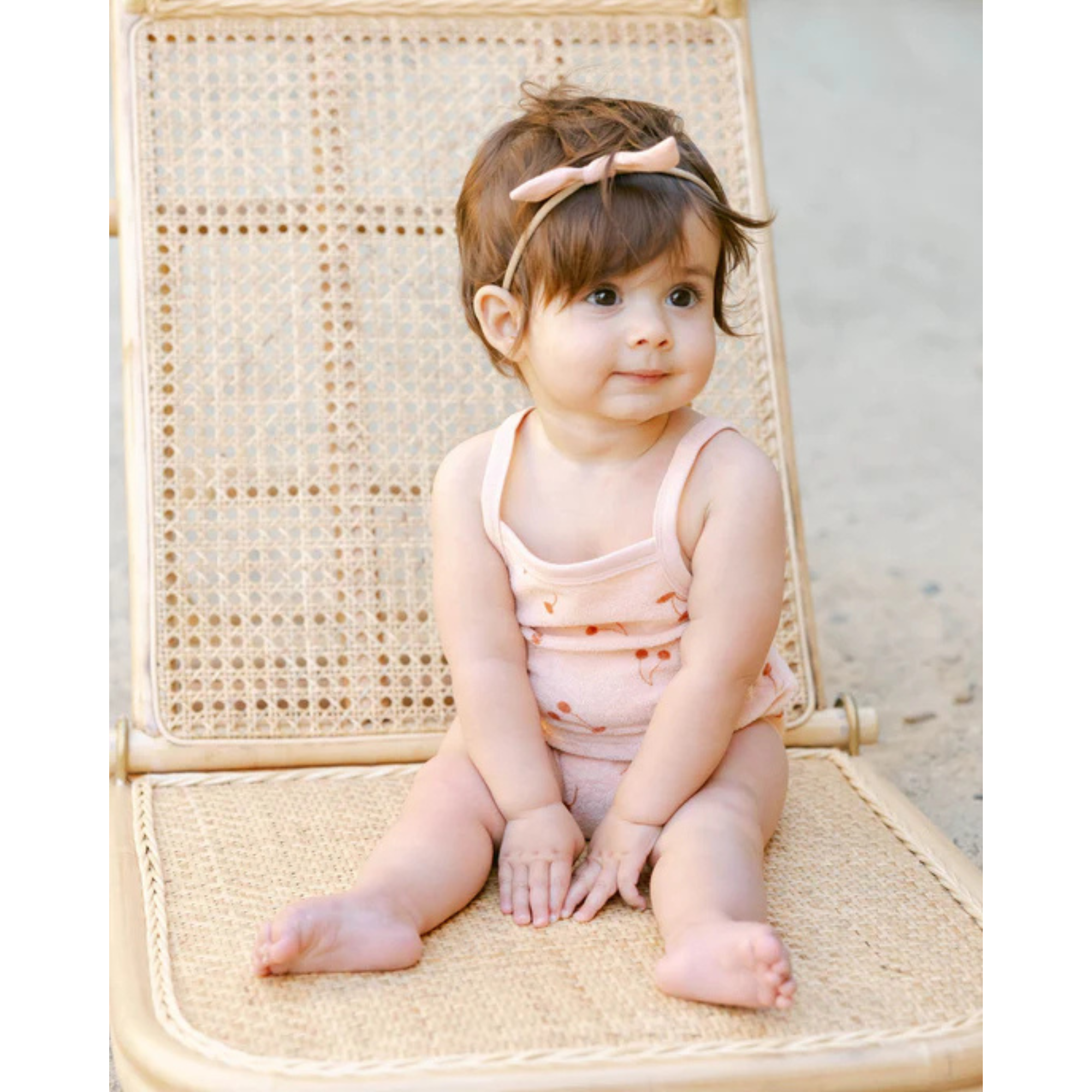 QUINCY MAE Terry Cinch Romper  - Cherries